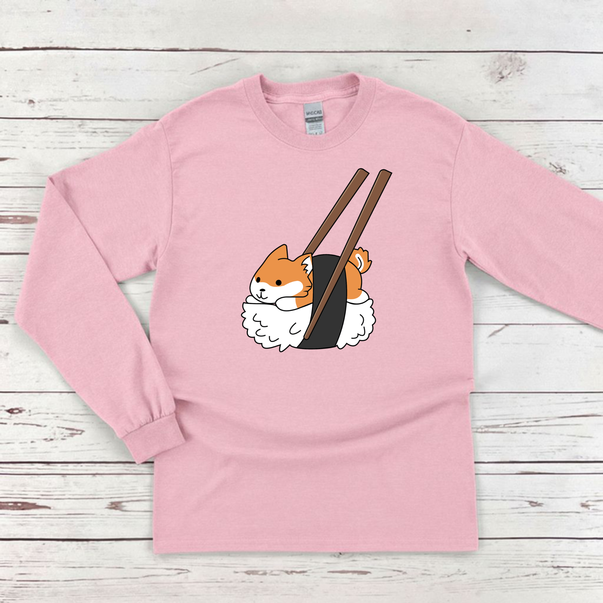 Shiba Inu Sushi with Chopsticks Long Sleeve Shirt