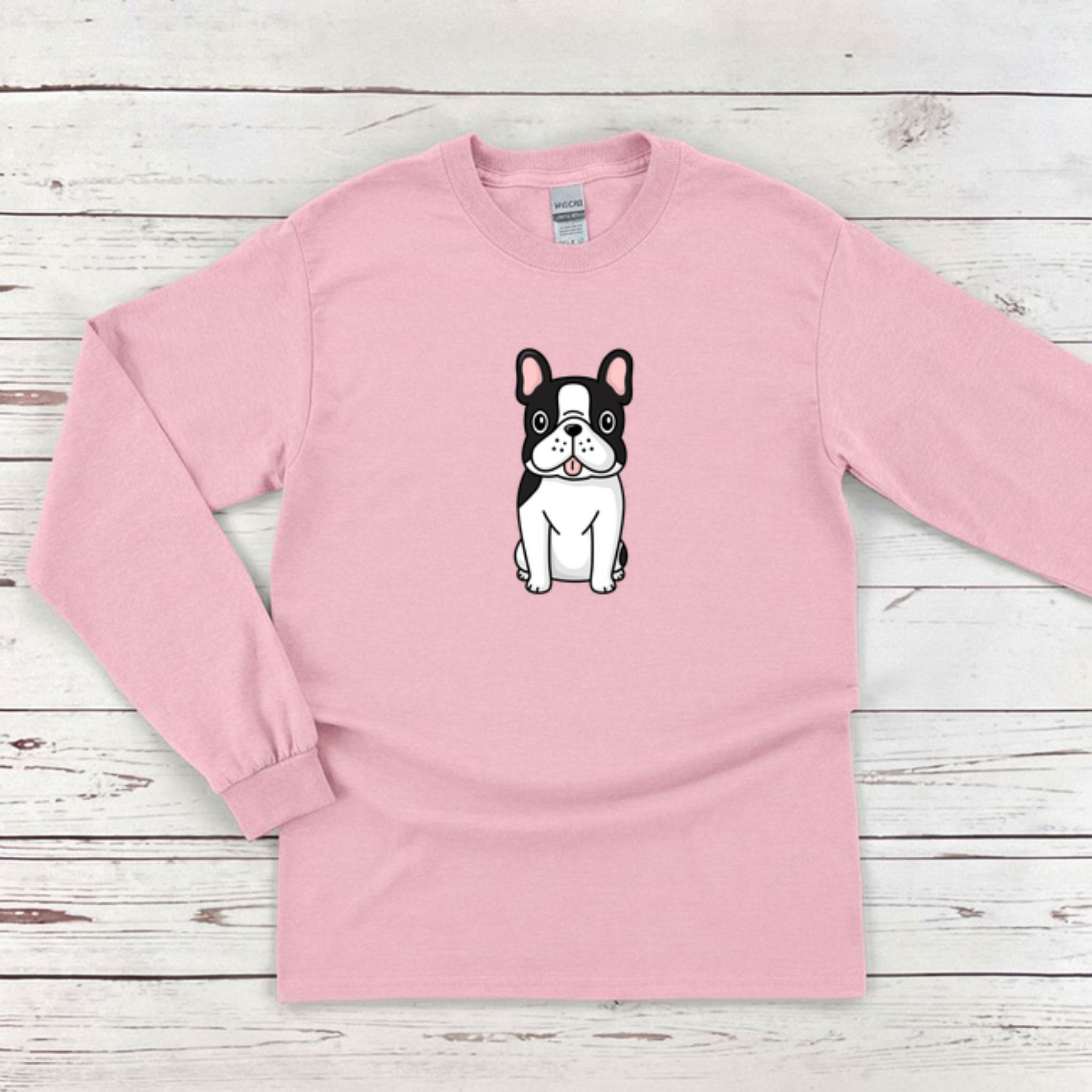 Black and White French Bulldog Long Sleeve Shirt