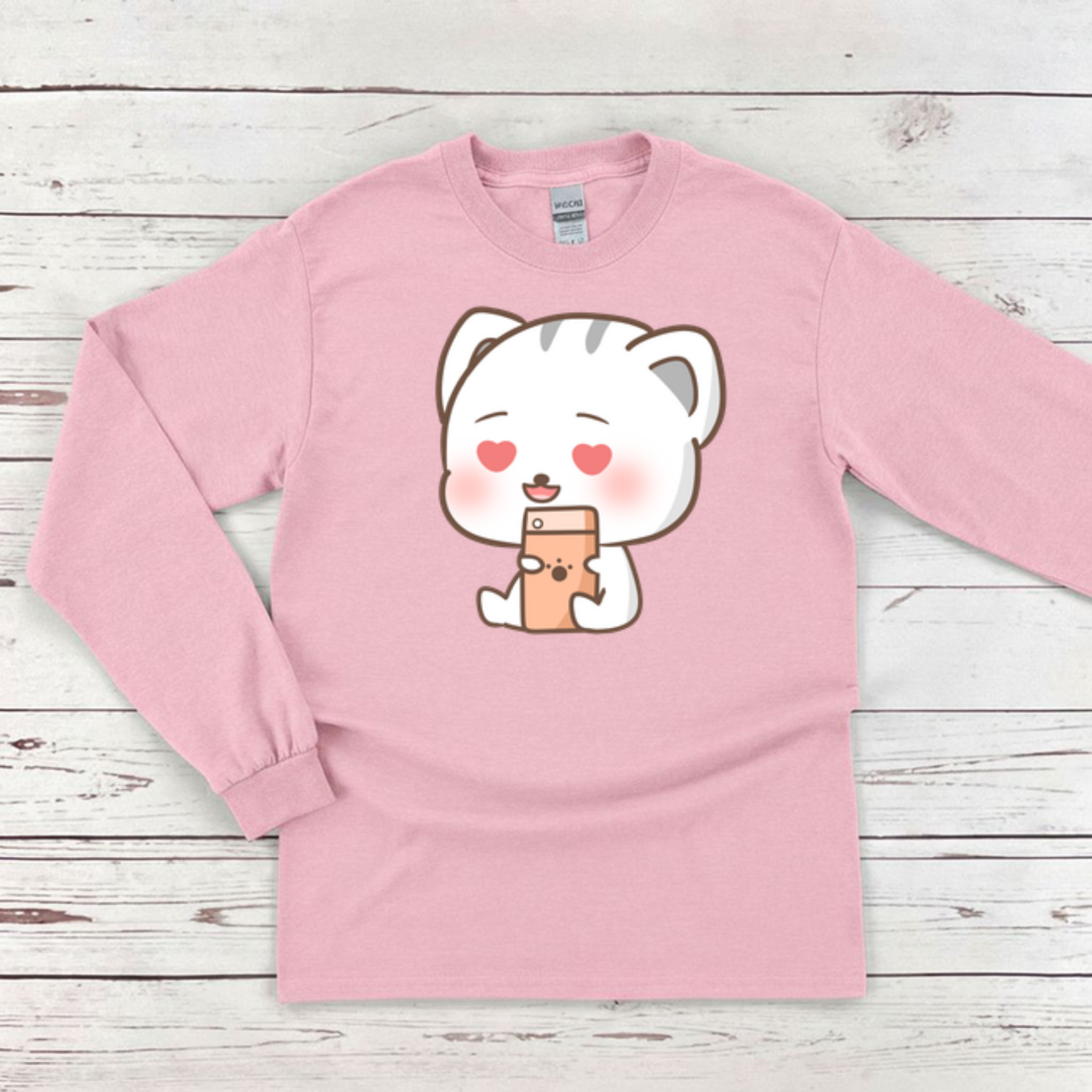Texting in Love Kitten Long Sleeve Shirt