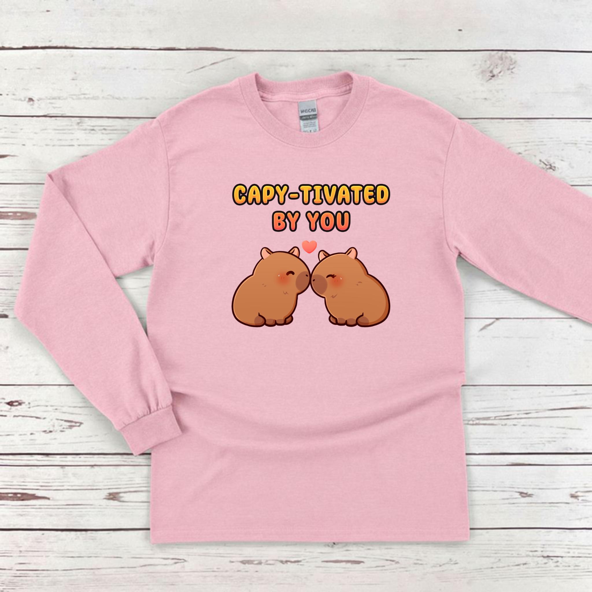 Capy-tivated by You Capybara Couple Long Sleeve Shirt