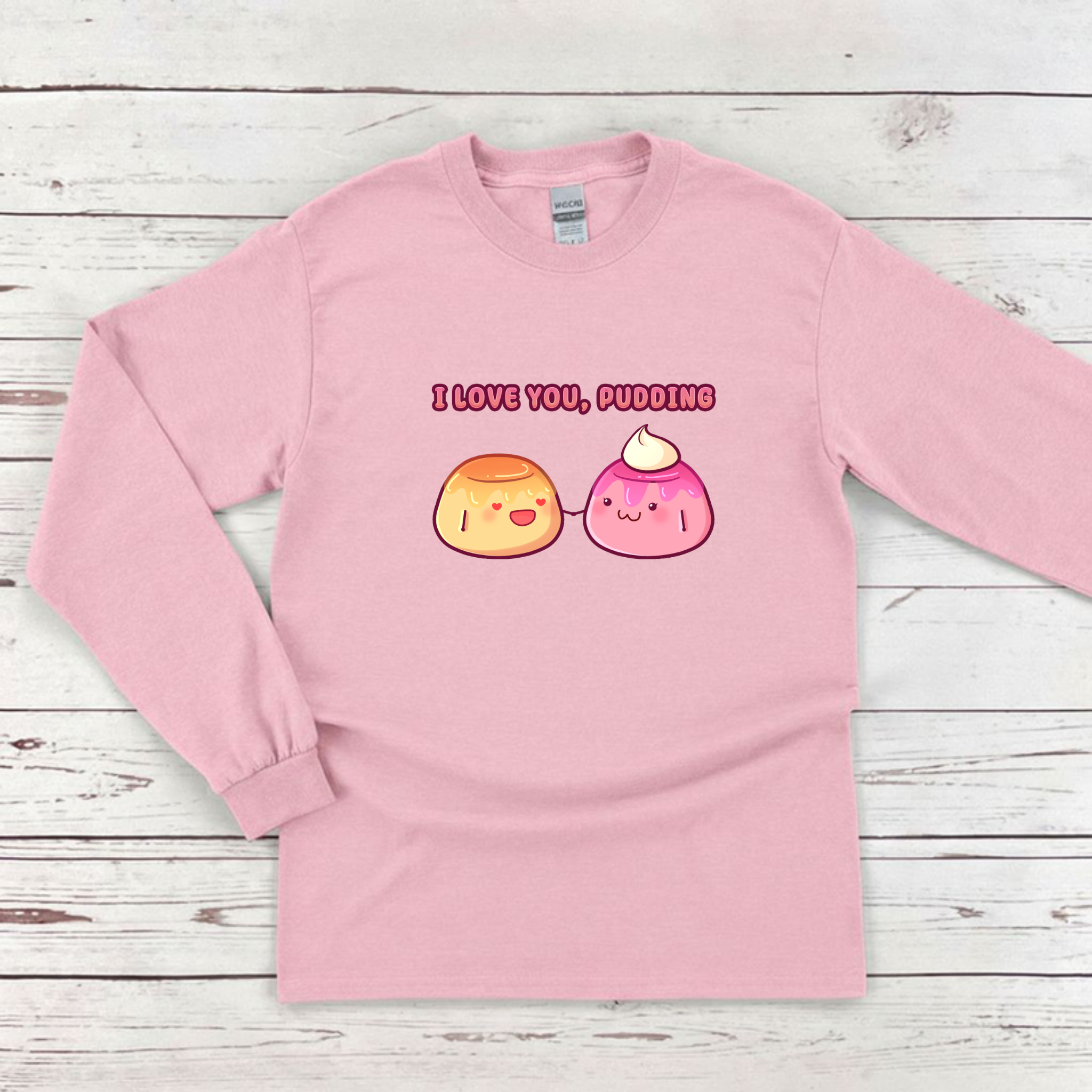 I Love You, Pudding Flan and Pudding Couple Long Sleeve Shirt