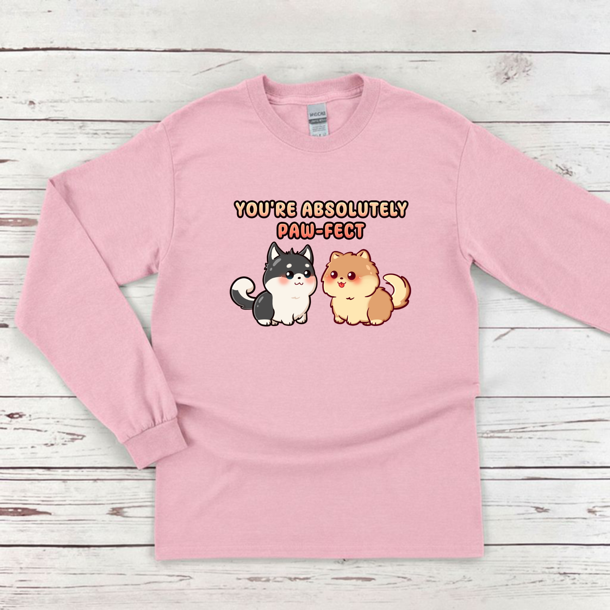 You're Absolutely Paw-fect Dog Couple - Husky & Pomeranian Long Sleeve Shirt