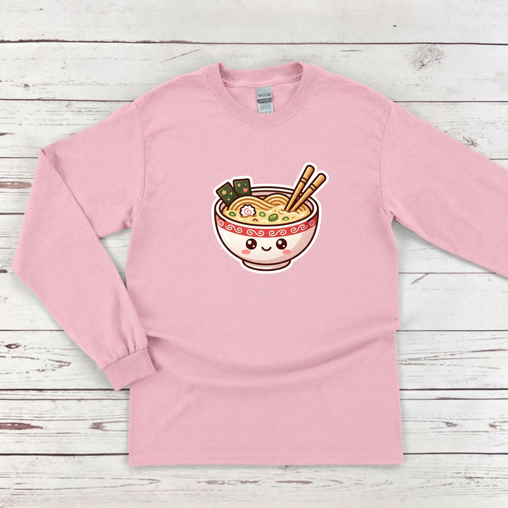 Happy Ramen Bowl Mascot Long Sleeve Shirt