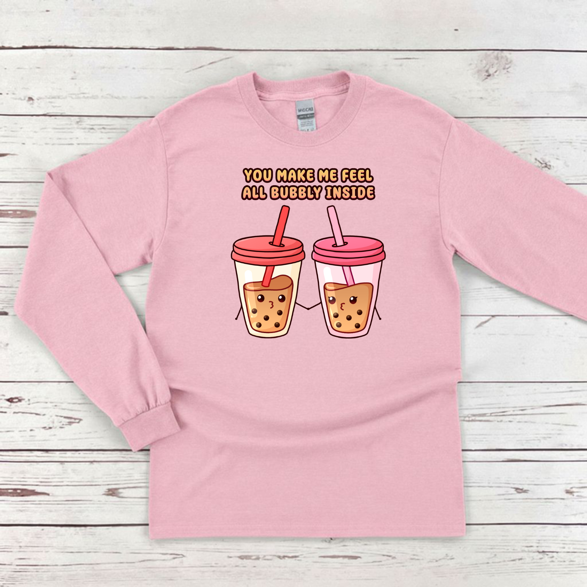 You Make Me Feel All Bubbly Inside Boba Tea Couple Long Sleeve Shirt