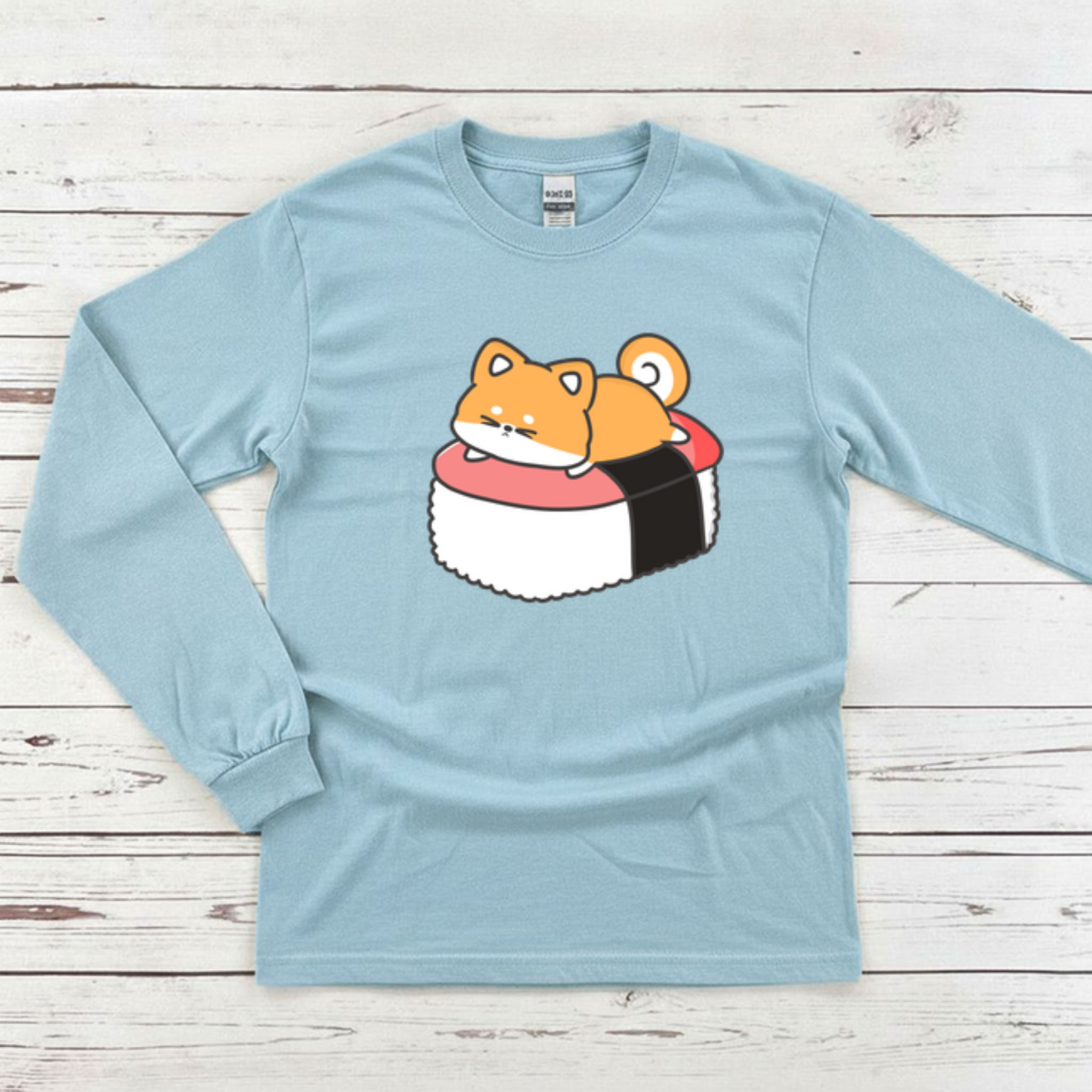 Puppy on Sushi Bed Long Sleeve Shirt