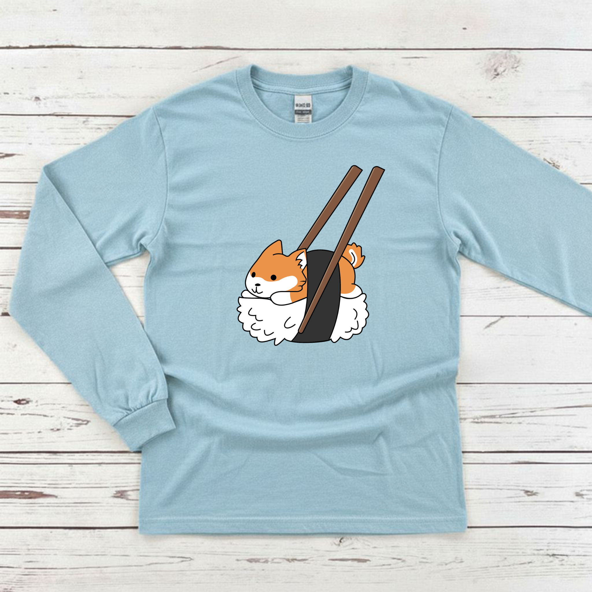 Shiba Inu Sushi with Chopsticks Long Sleeve Shirt