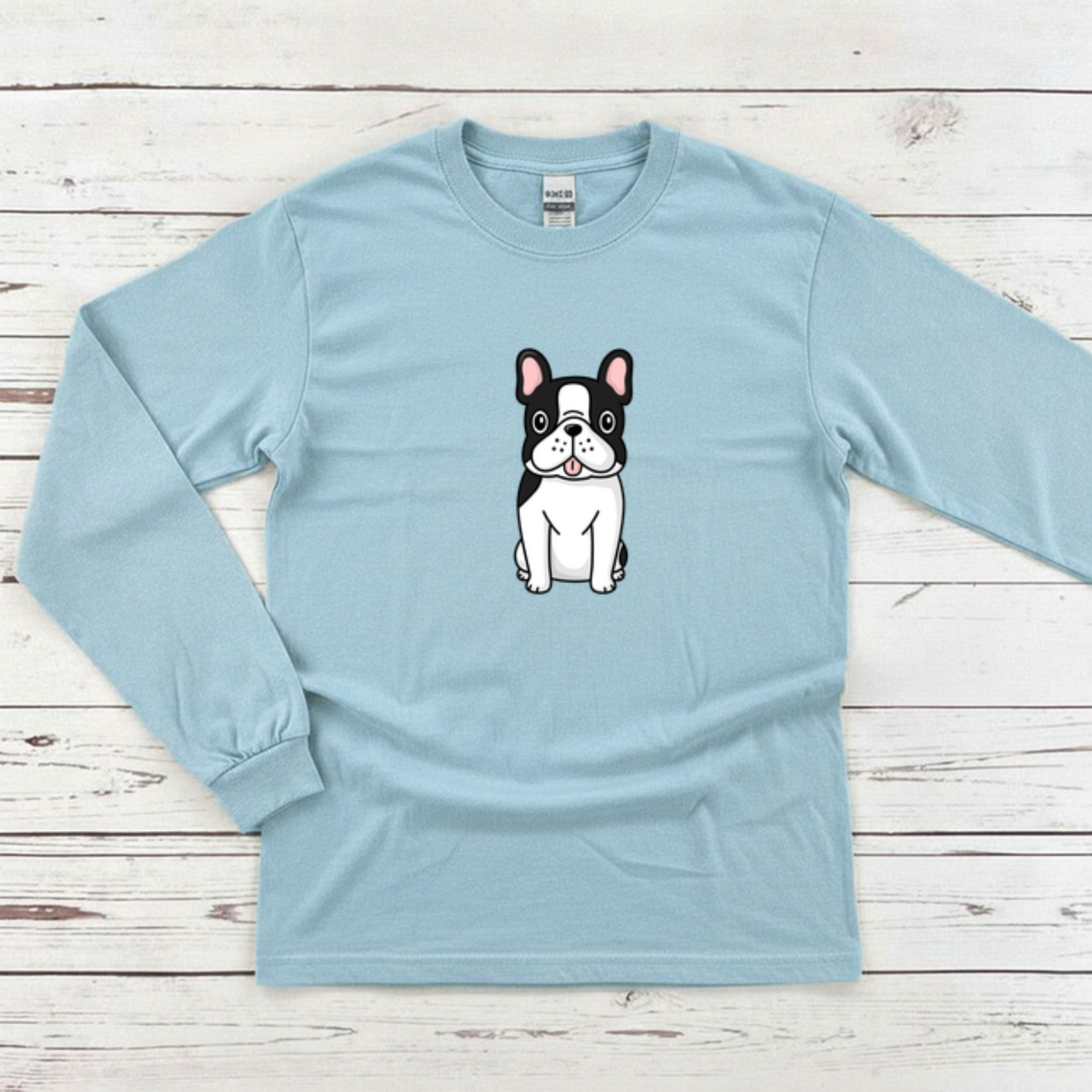 Black and White French Bulldog Long Sleeve Shirt