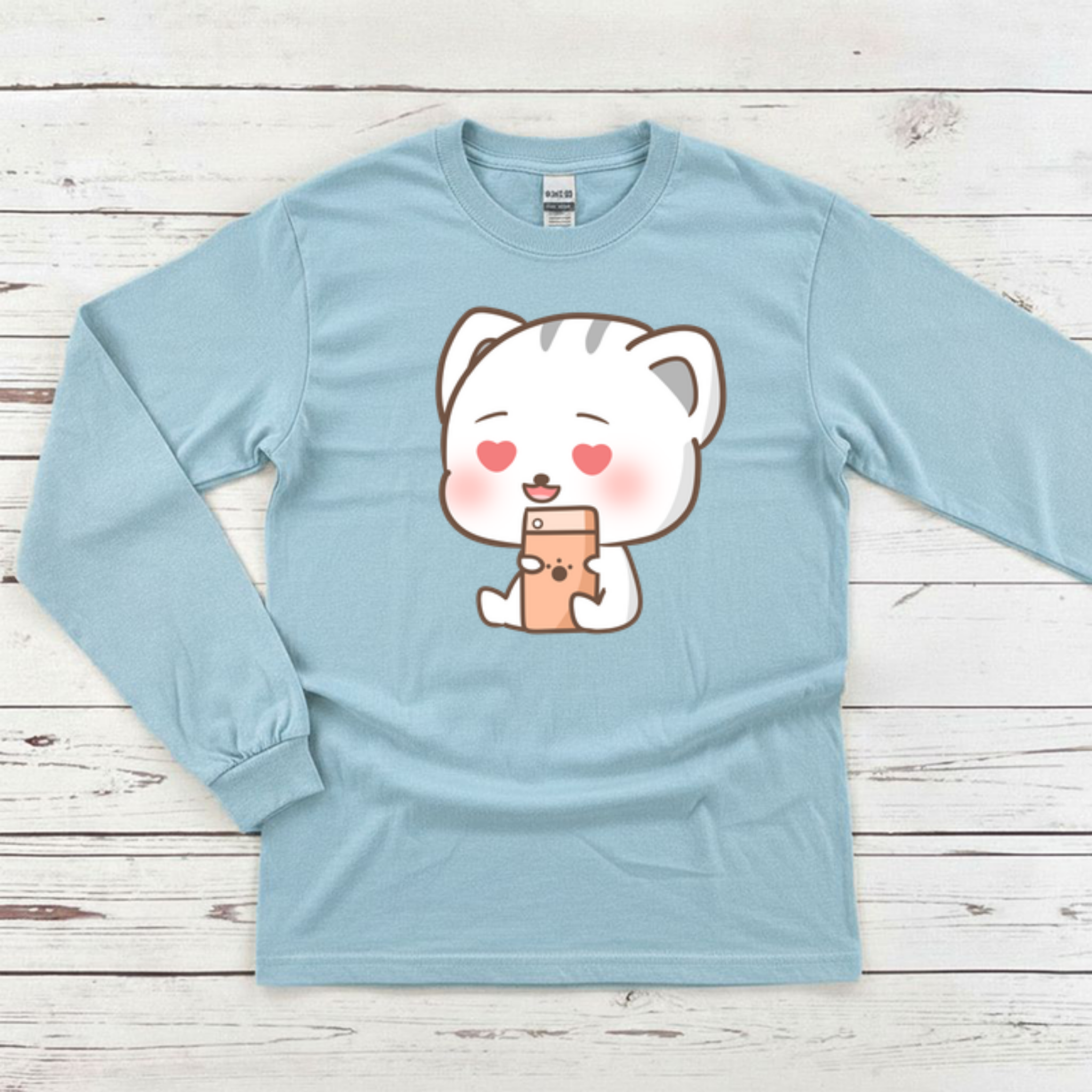 Texting in Love Kitten Long Sleeve Shirt