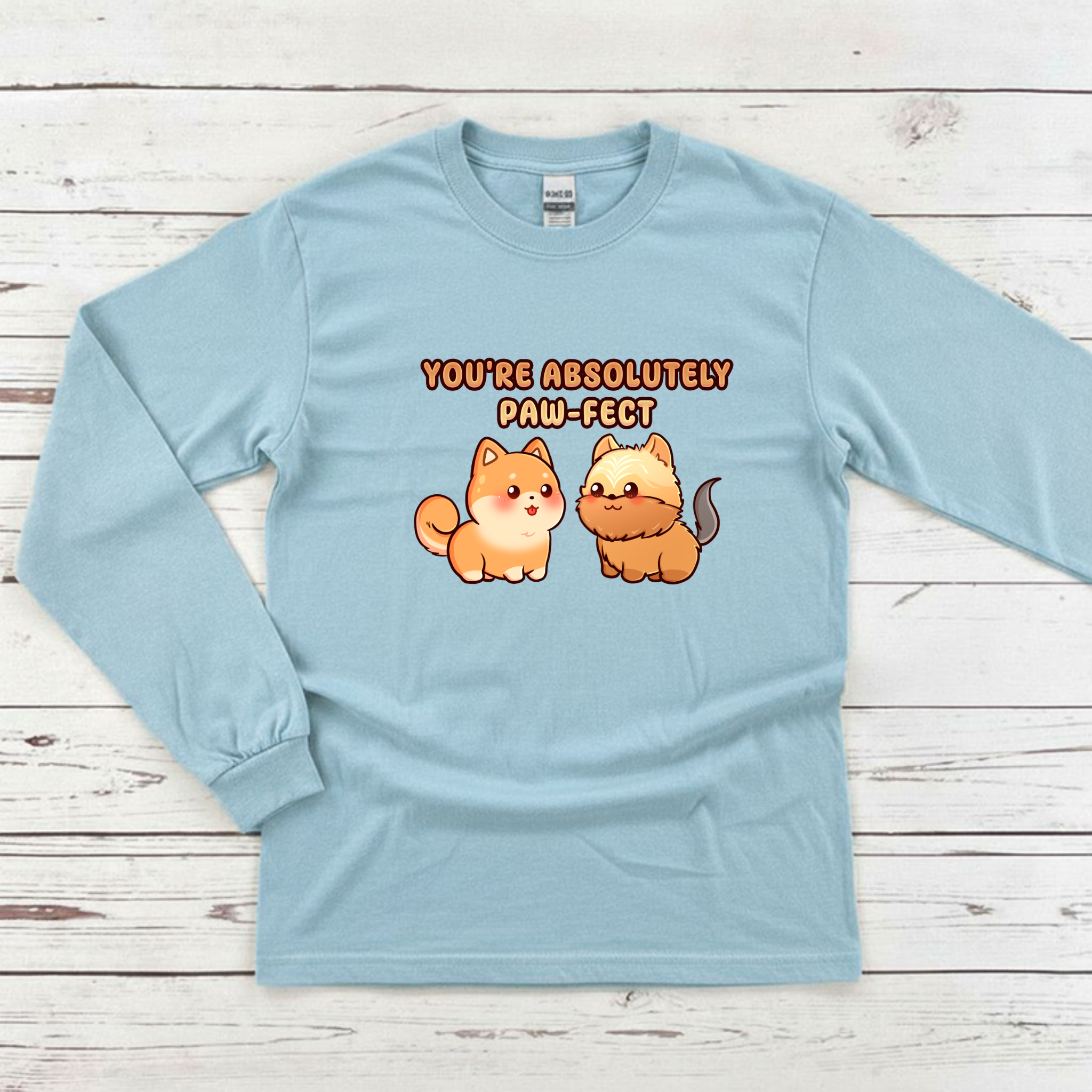 You're Absolutely Paw-fect Dog Couple - Shiba Inu & Yorkshire Terrier Long Sleeve Shirt