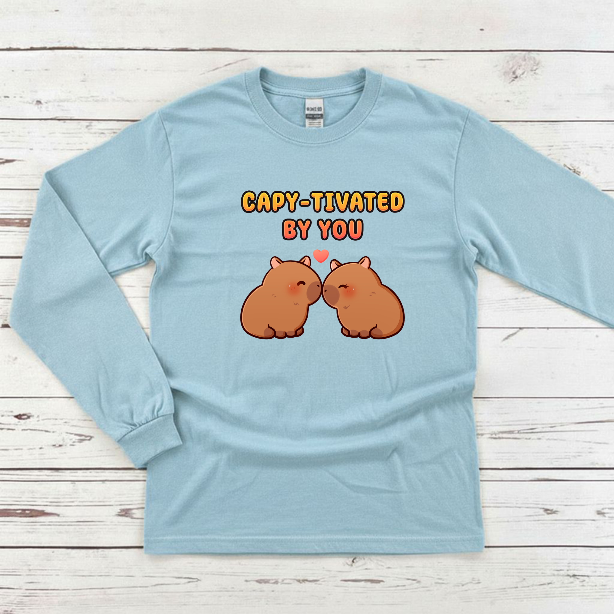 Capy-tivated by You Capybara Couple Long Sleeve Shirt