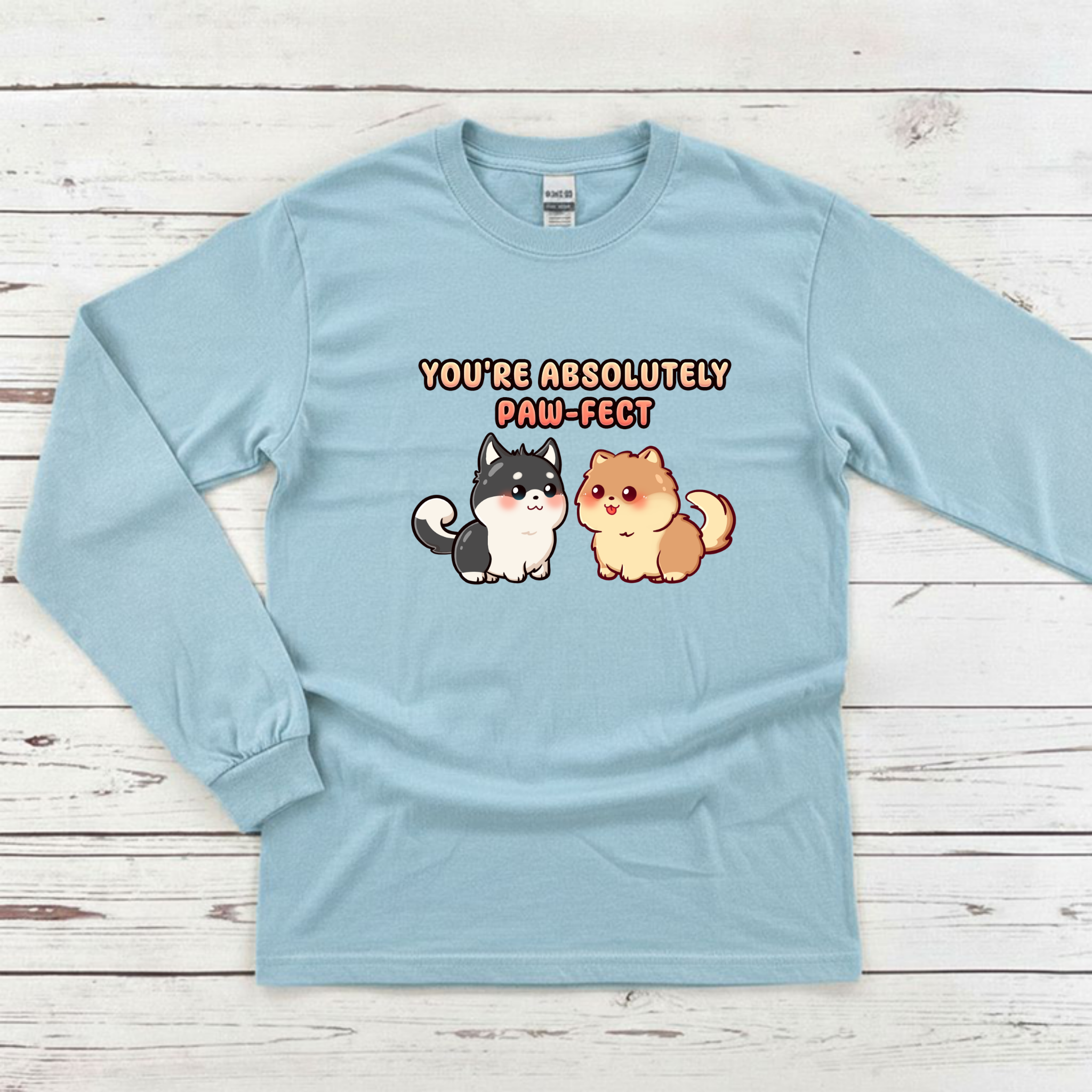 You're Absolutely Paw-fect Dog Couple - Husky & Pomeranian Long Sleeve Shirt