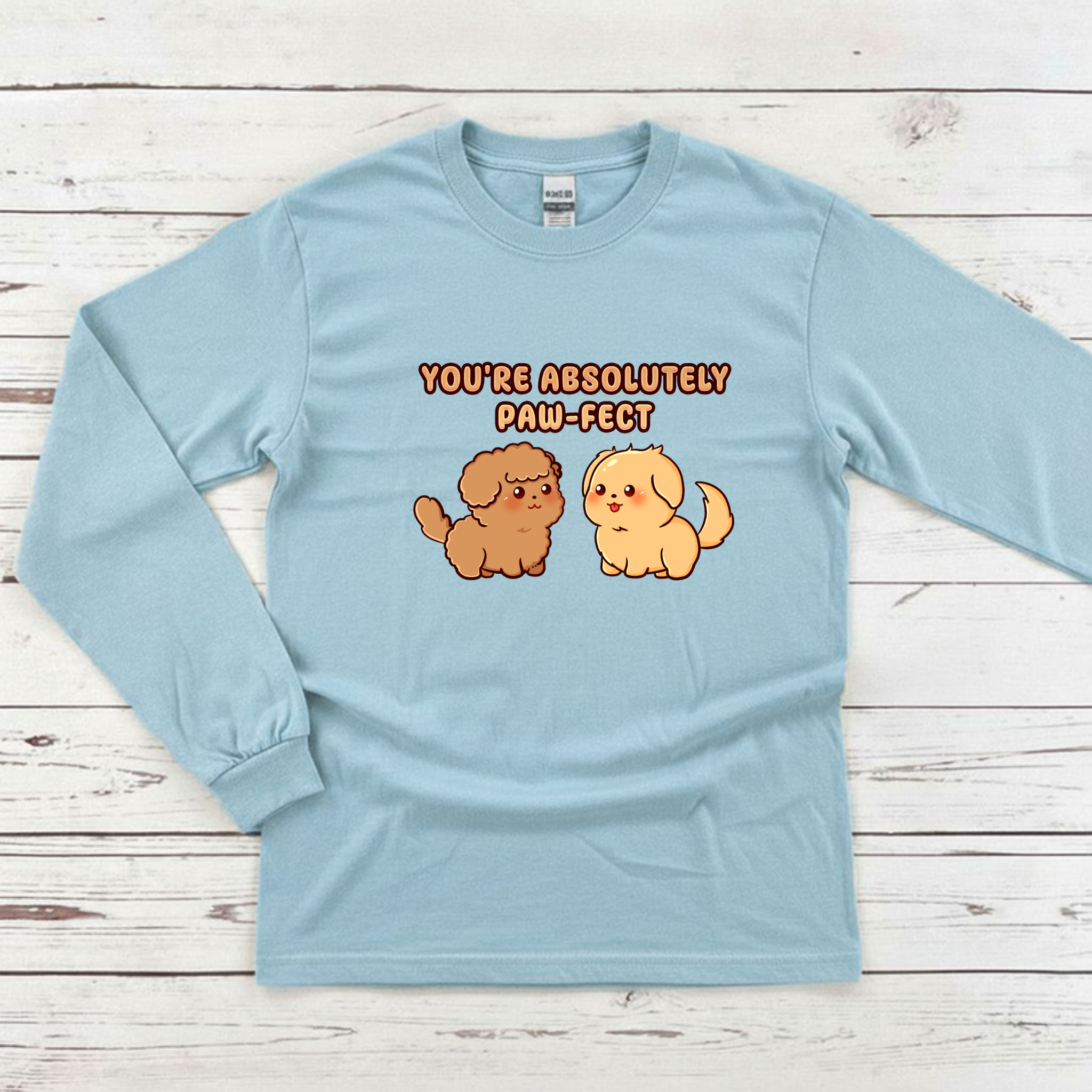 You're Absolutely Paw-Fect Dog Couple - Poodle & Golden Retriever Long Sleeve Shirt