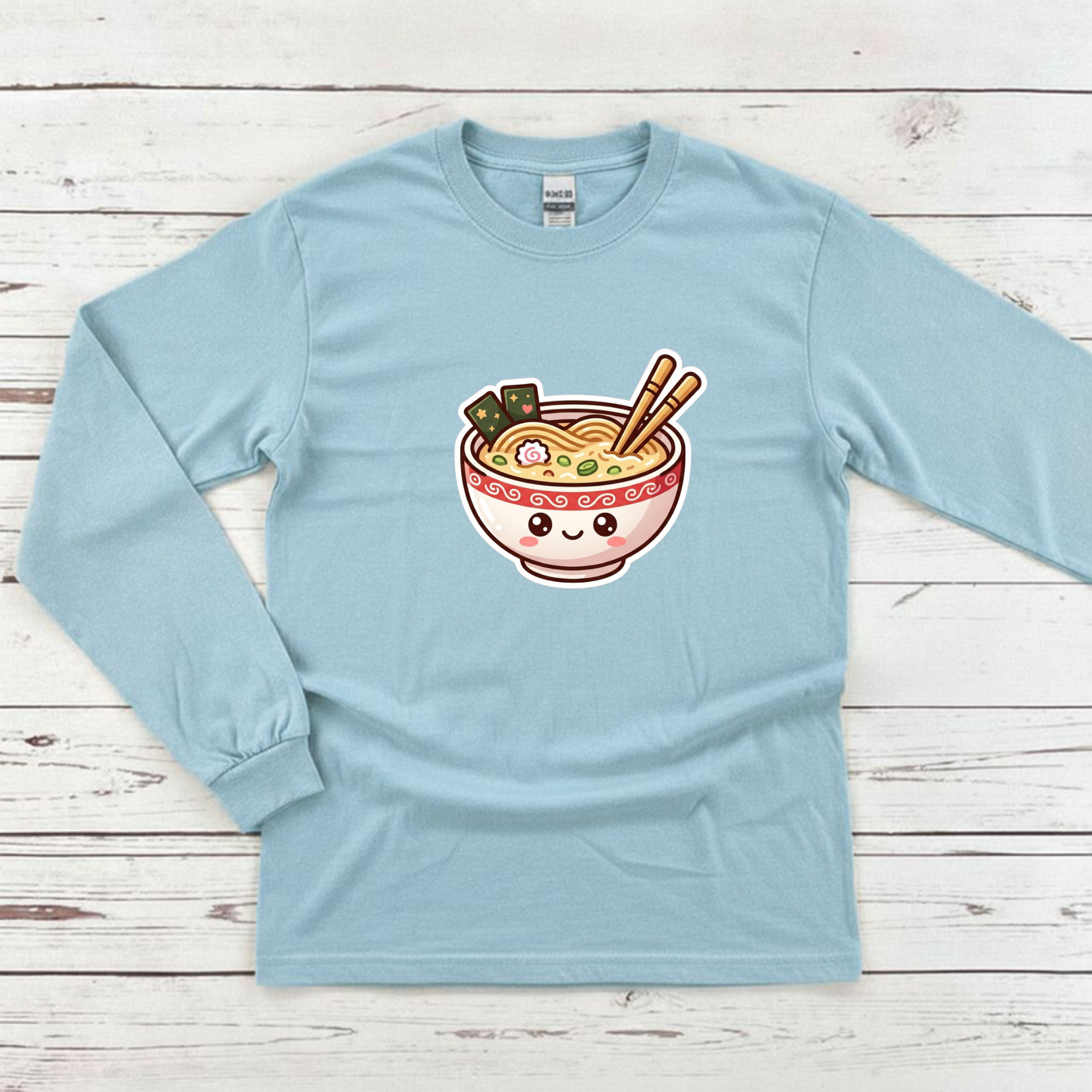 Happy Ramen Bowl Mascot Long Sleeve Shirt
