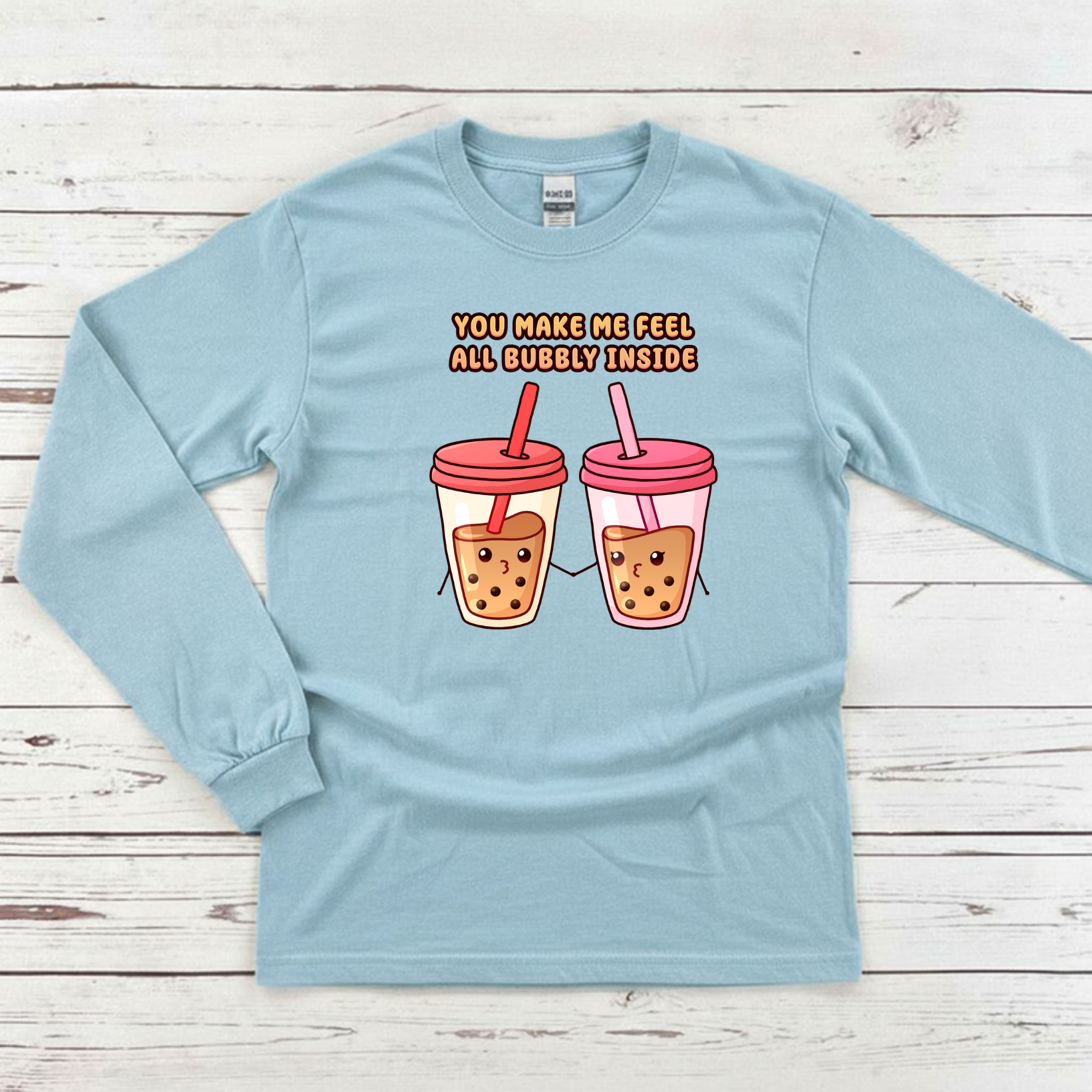 You Make Me Feel All Bubbly Inside Boba Tea Couple Long Sleeve Shirt