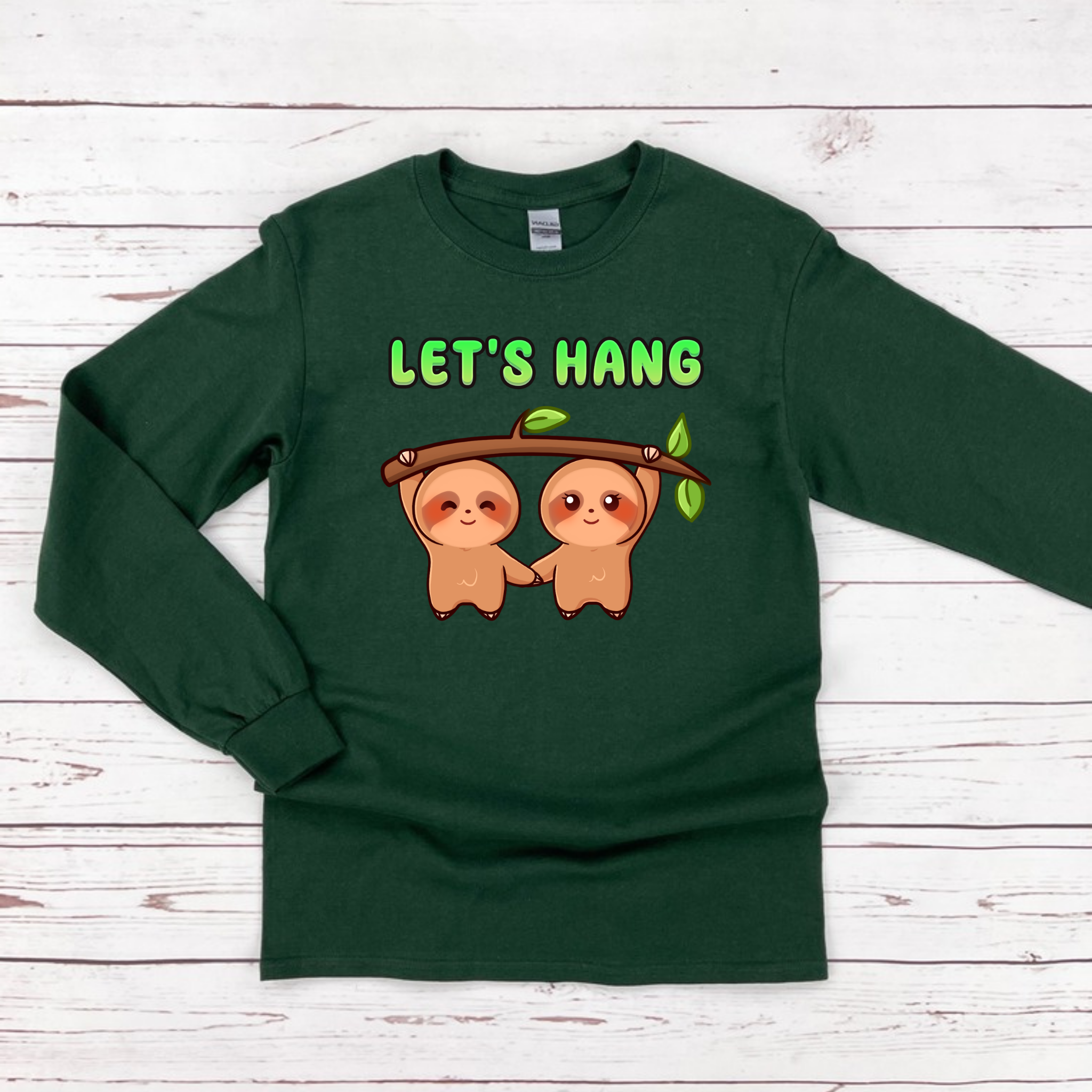 Let's Hang Sloth Couple Long Sleeve Shirt