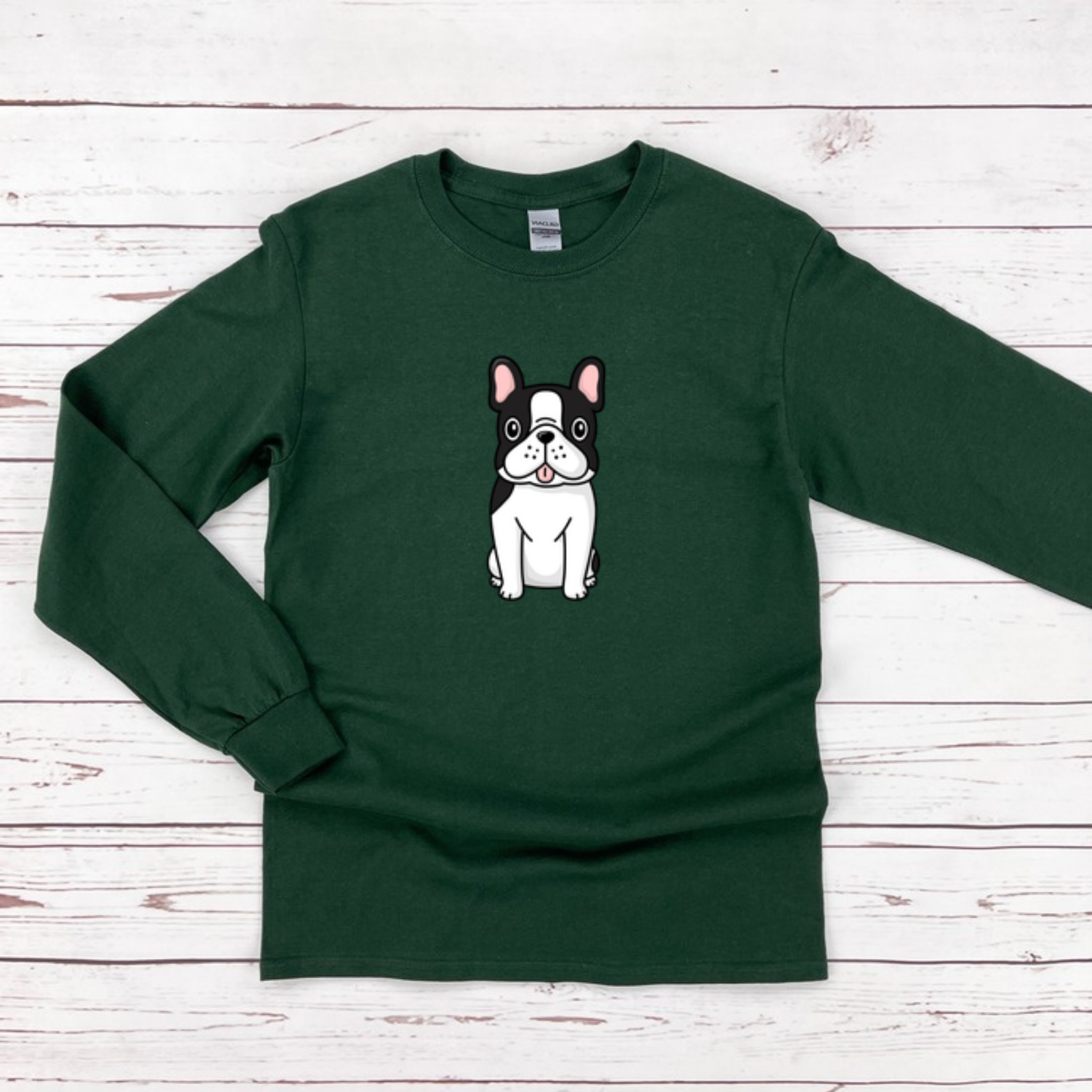 Black and White French Bulldog Long Sleeve Shirt