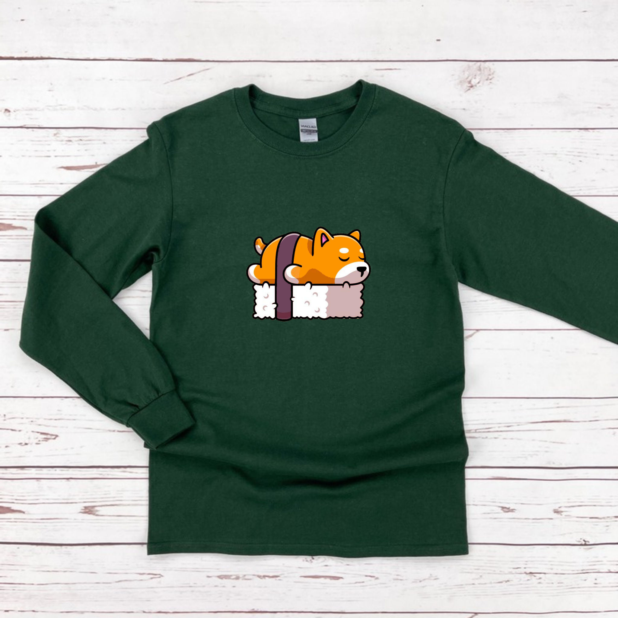 Dog Sleeping on Sushi Long Sleeve Shirt