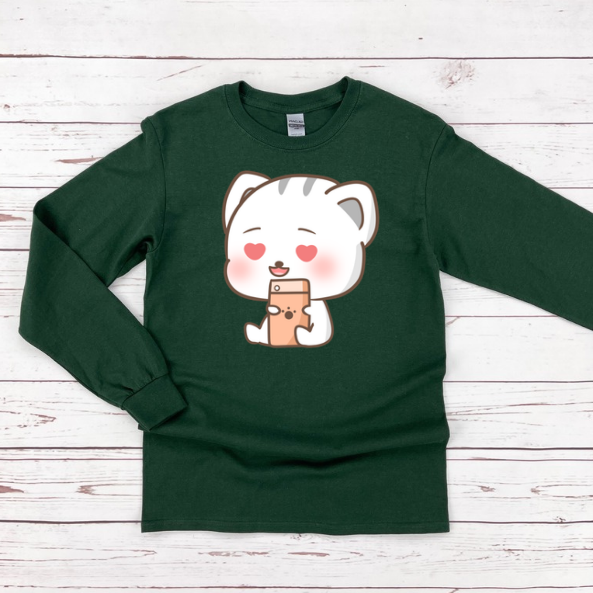 Texting in Love Kitten Long Sleeve Shirt