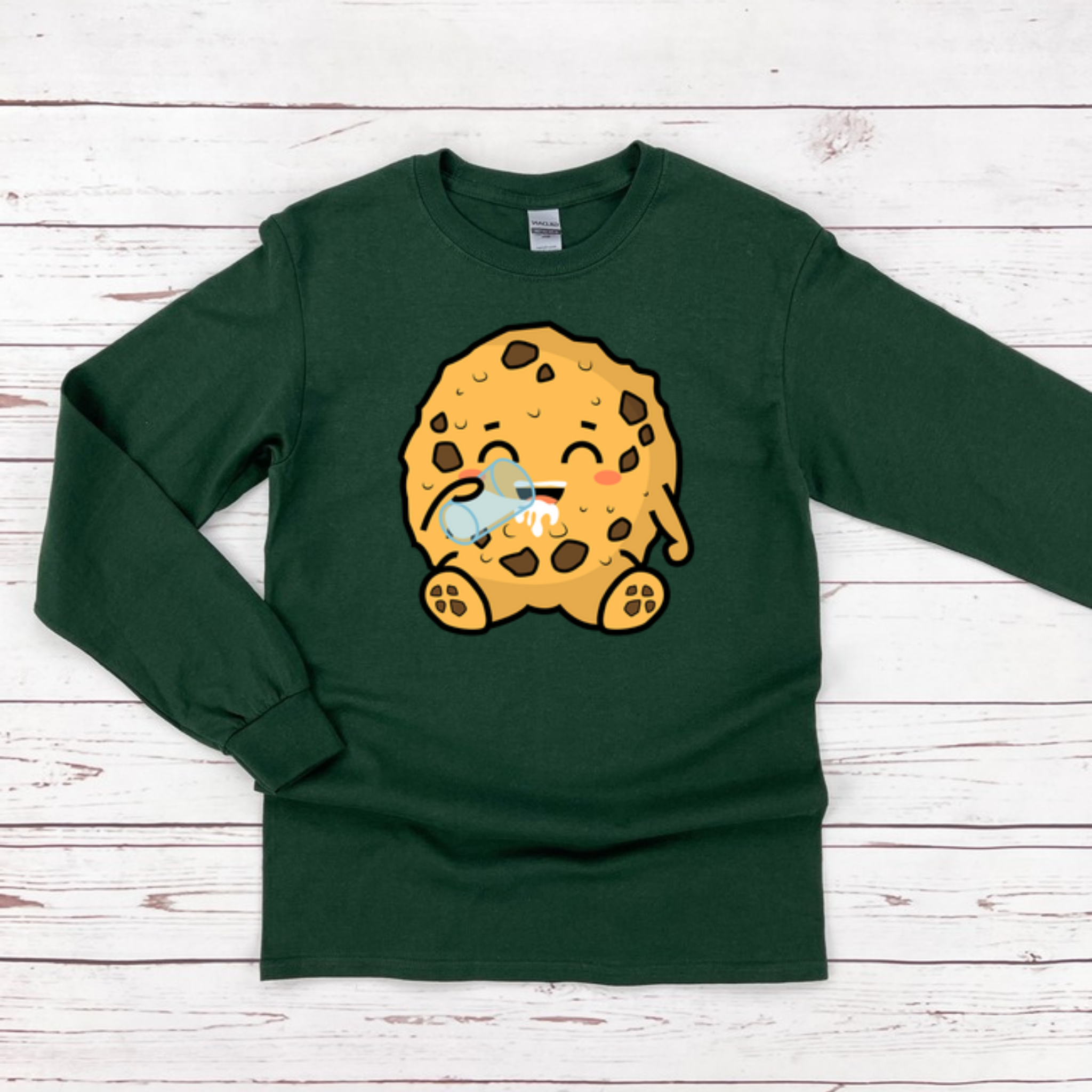 Cookie Drinking Milk Long Sleeve Shirt
