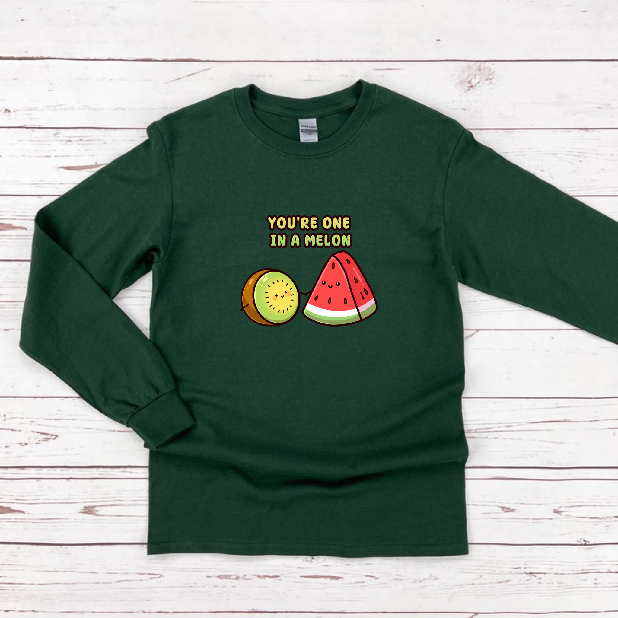 You're One in a Melon Kiwi and Watermelon Couple Long Sleeve Shirt