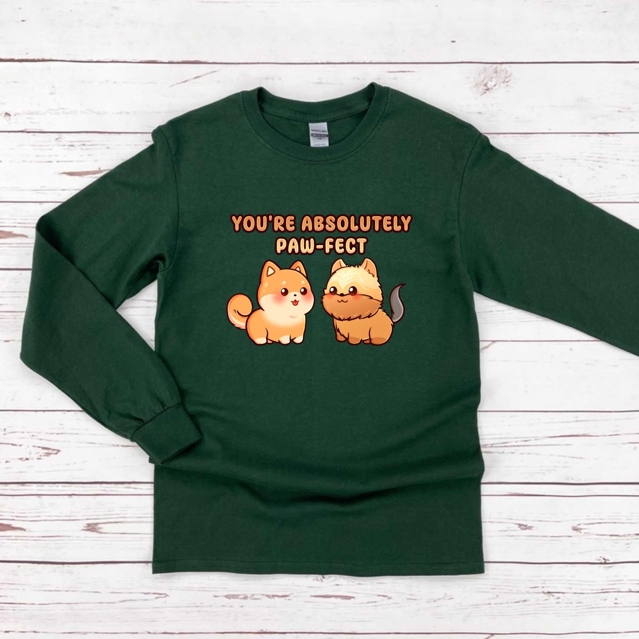 You're Absolutely Paw-fect Dog Couple - Shiba Inu & Yorkshire Terrier Long Sleeve Shirt