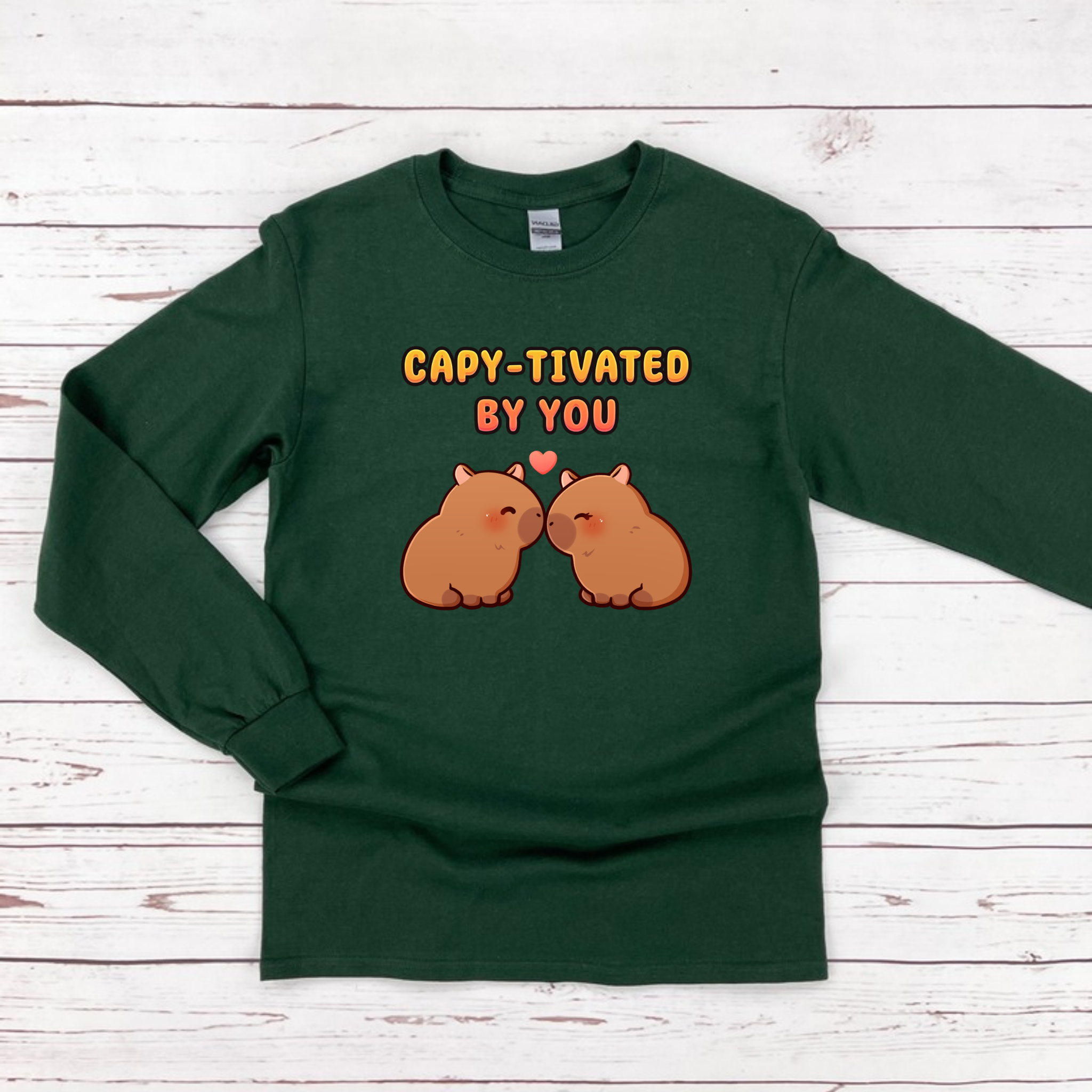 Capy-tivated by You Capybara Couple Long Sleeve Shirt
