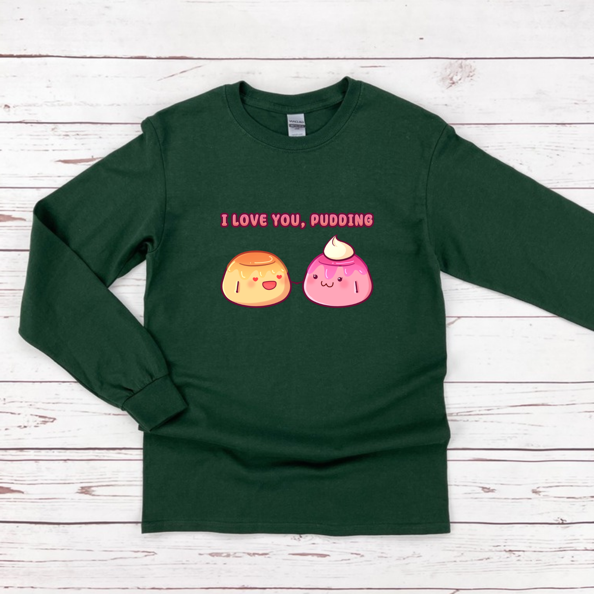 I Love You, Pudding Flan and Pudding Couple Long Sleeve Shirt