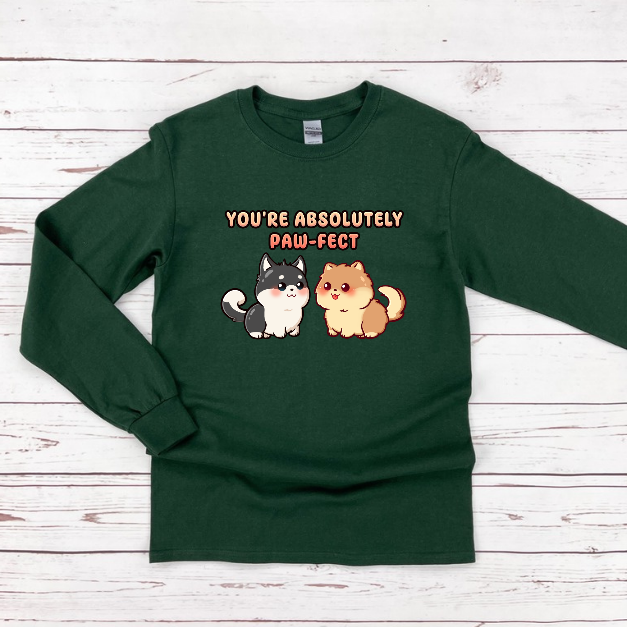 You're Absolutely Paw-fect Dog Couple - Husky & Pomeranian Long Sleeve Shirt