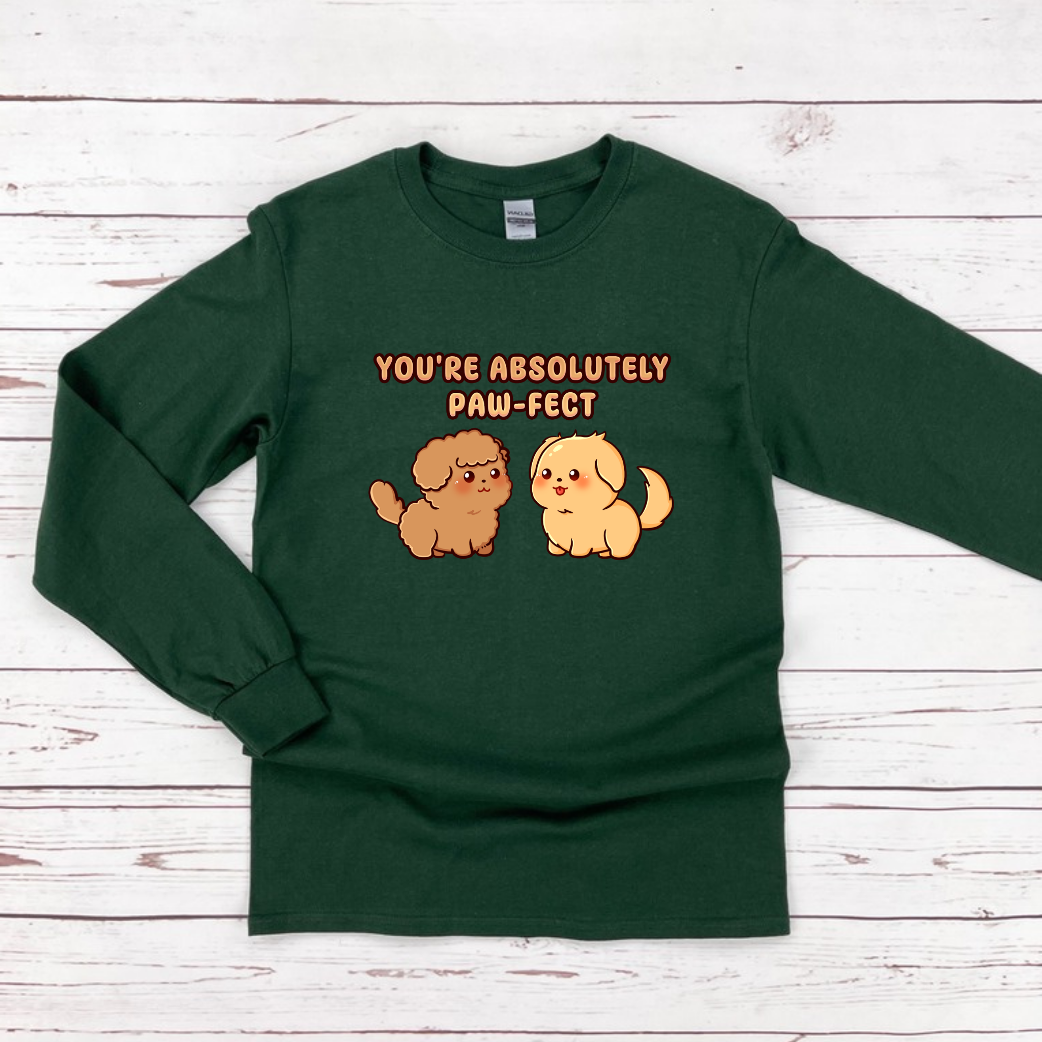 You're Absolutely Paw-Fect Dog Couple - Poodle & Golden Retriever Long Sleeve Shirt