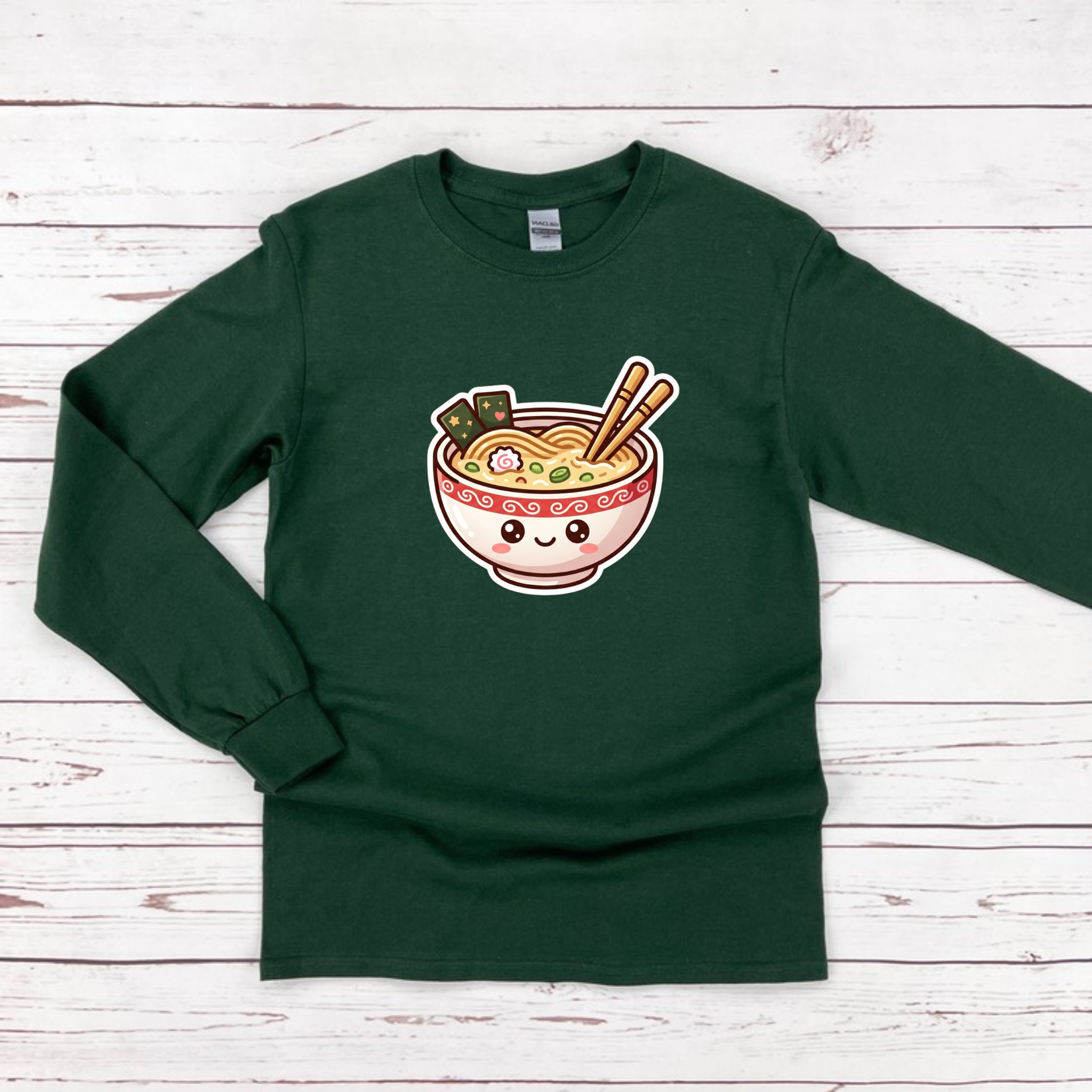 Happy Ramen Bowl Mascot Long Sleeve Shirt