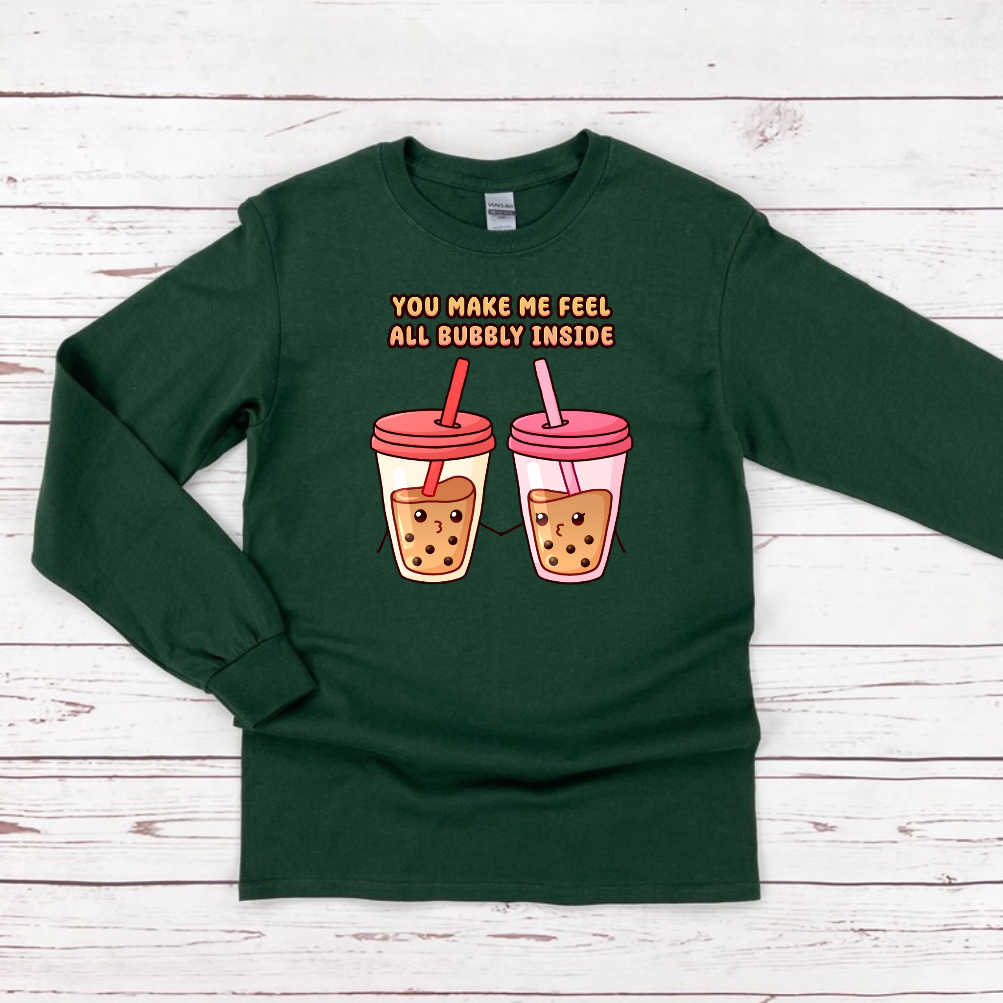 You Make Me Feel All Bubbly Inside Boba Tea Couple Long Sleeve Shirt