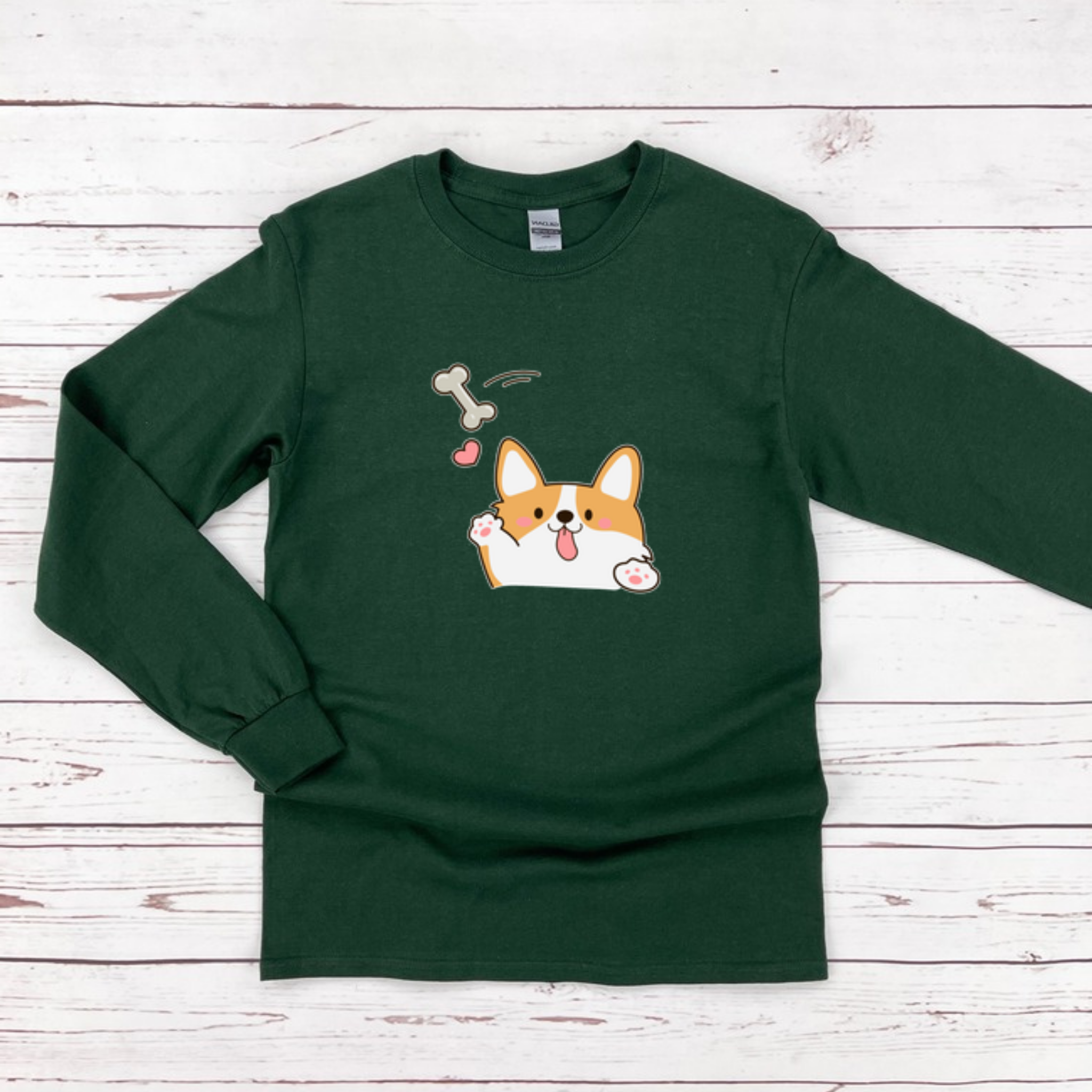 Dog Fetching Bone Long Sleeve Shirt