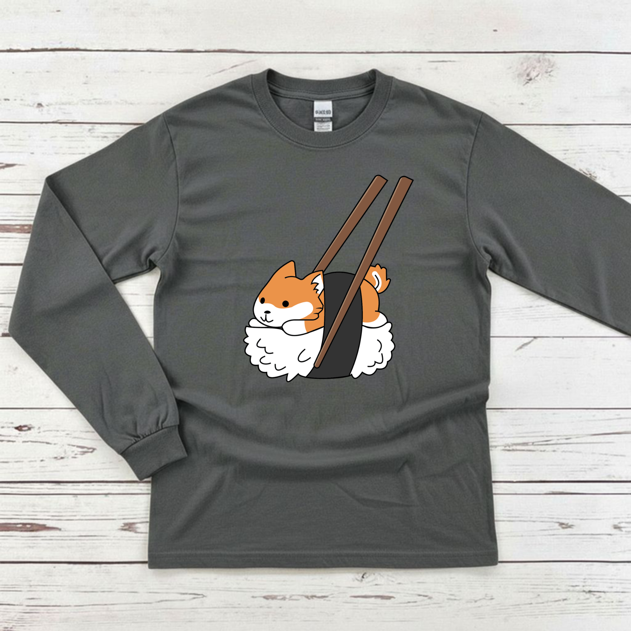 Shiba Inu Sushi with Chopsticks Long Sleeve Shirt