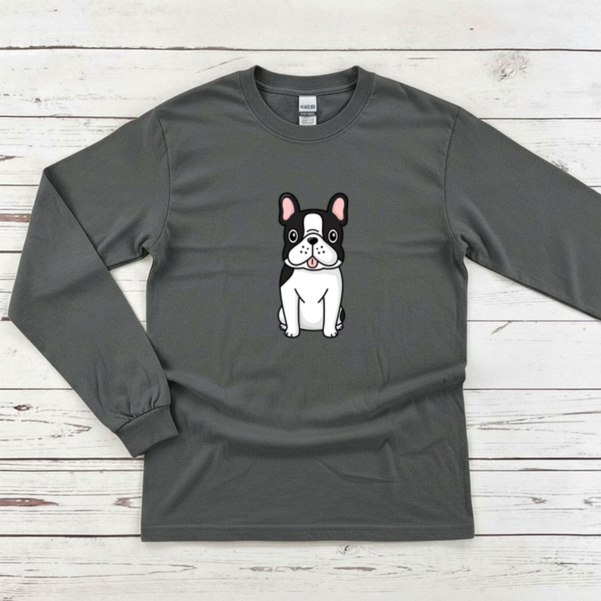 Black and White French Bulldog Long Sleeve Shirt