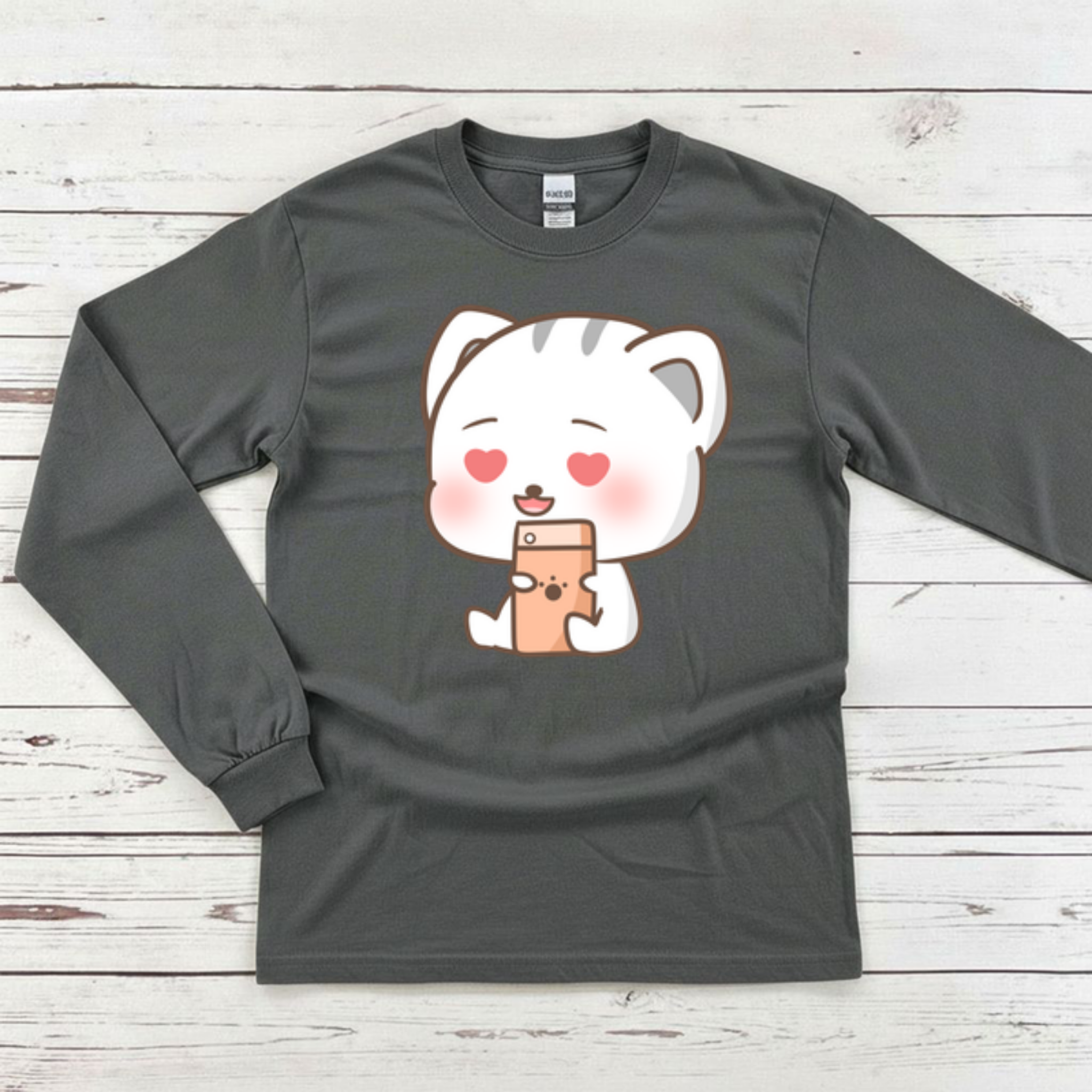 Texting in Love Kitten Long Sleeve Shirt