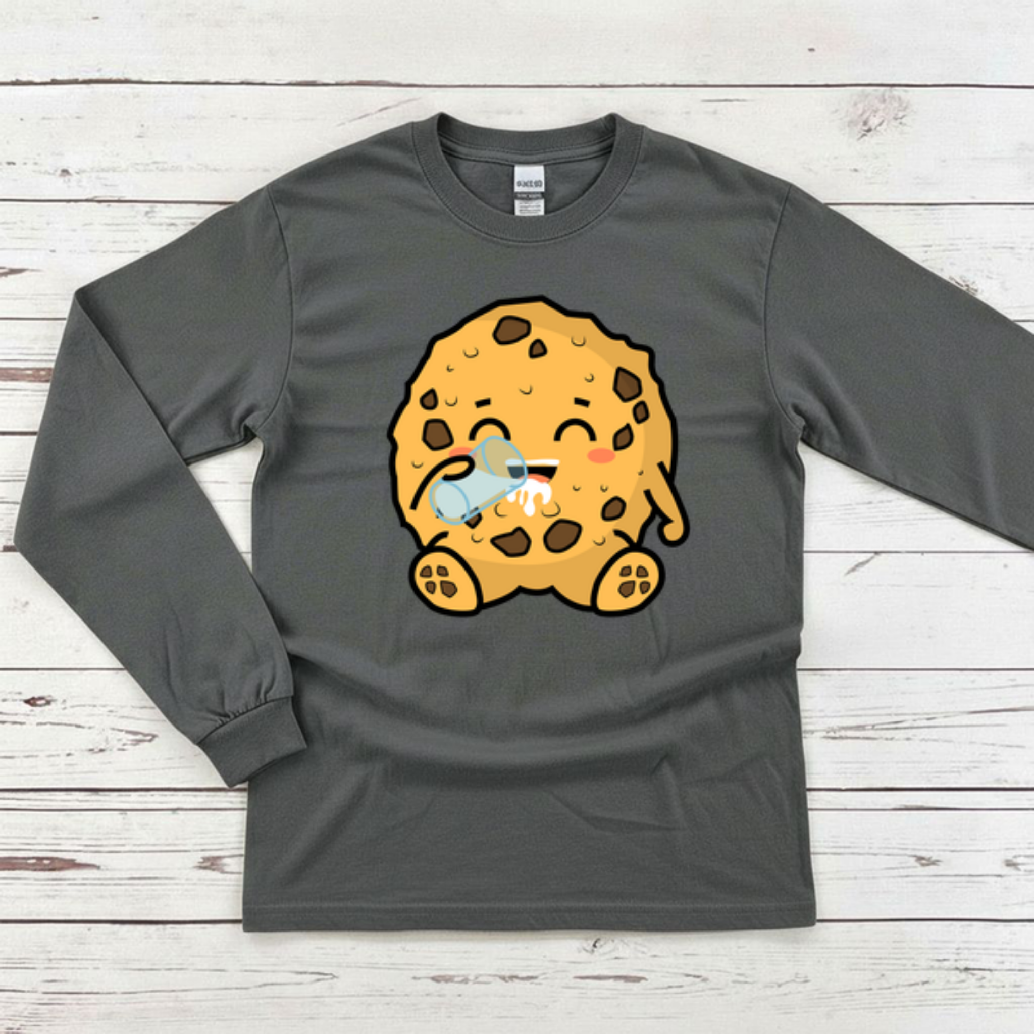 Cookie Drinking Milk Long Sleeve Shirt