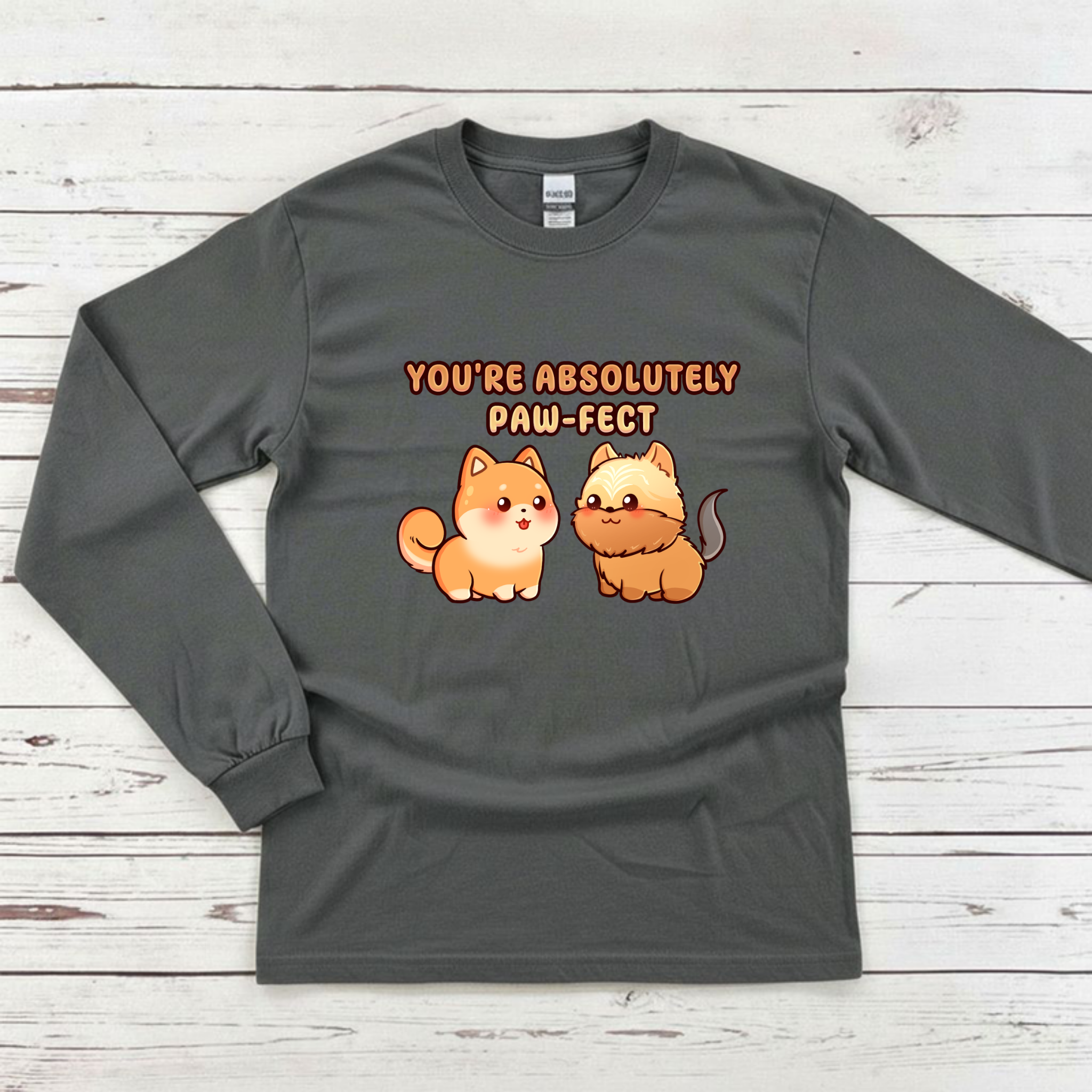 You're Absolutely Paw-fect Dog Couple - Shiba Inu & Yorkshire Terrier Long Sleeve Shirt
