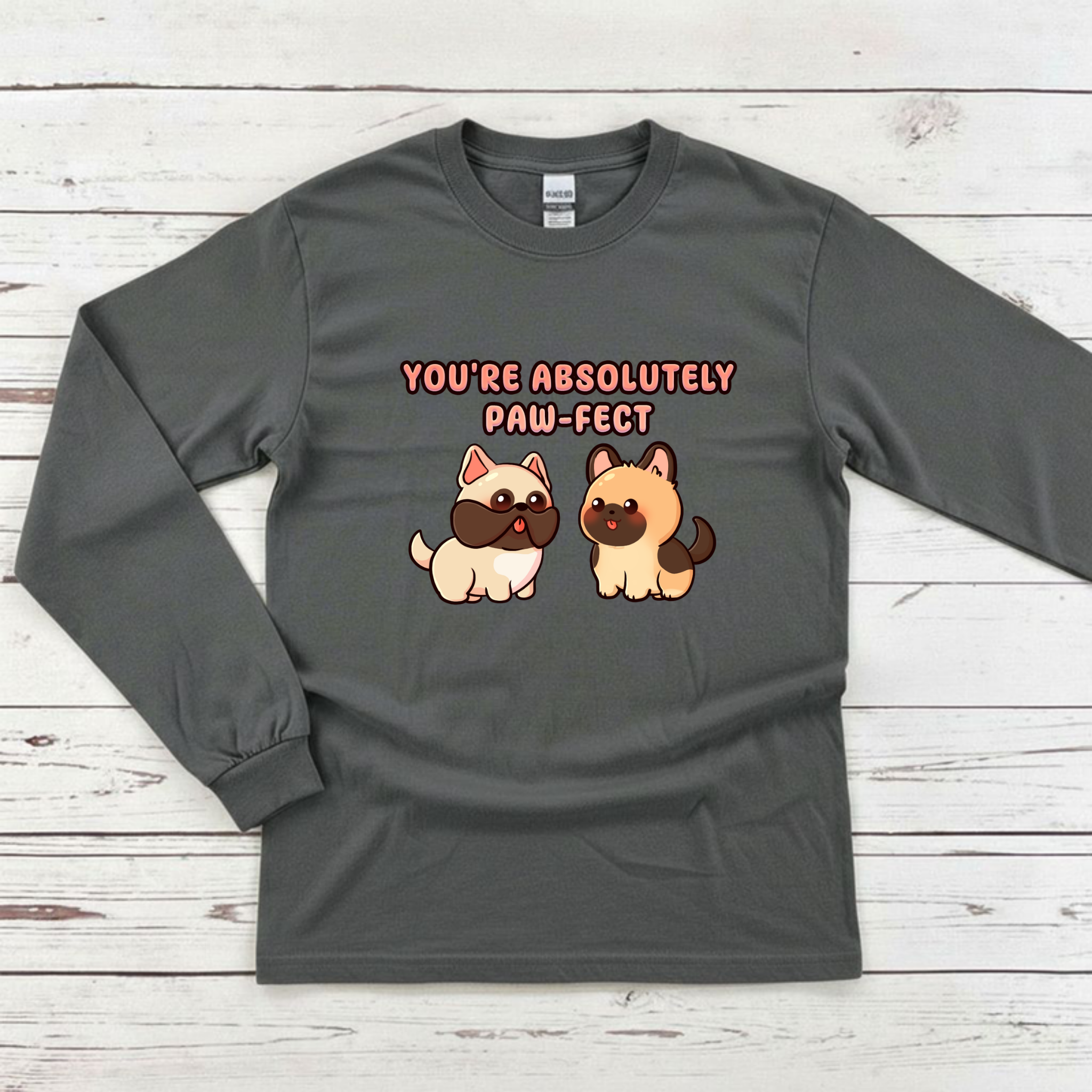 You're Absolutely Paw-fect Dog Couple - French Bulldog & German Shephard Long Sleeve Shirt