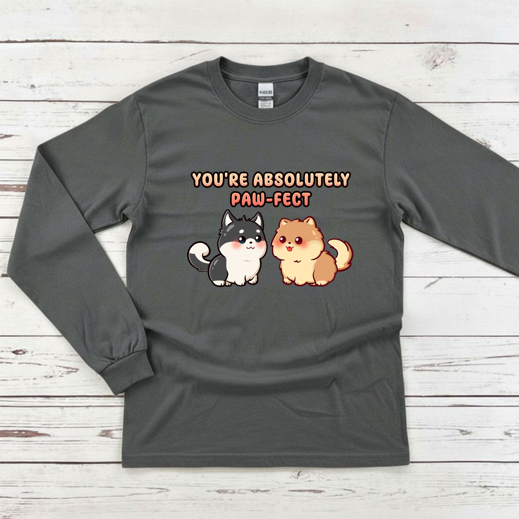 You're Absolutely Paw-fect Dog Couple - Husky & Pomeranian Long Sleeve Shirt