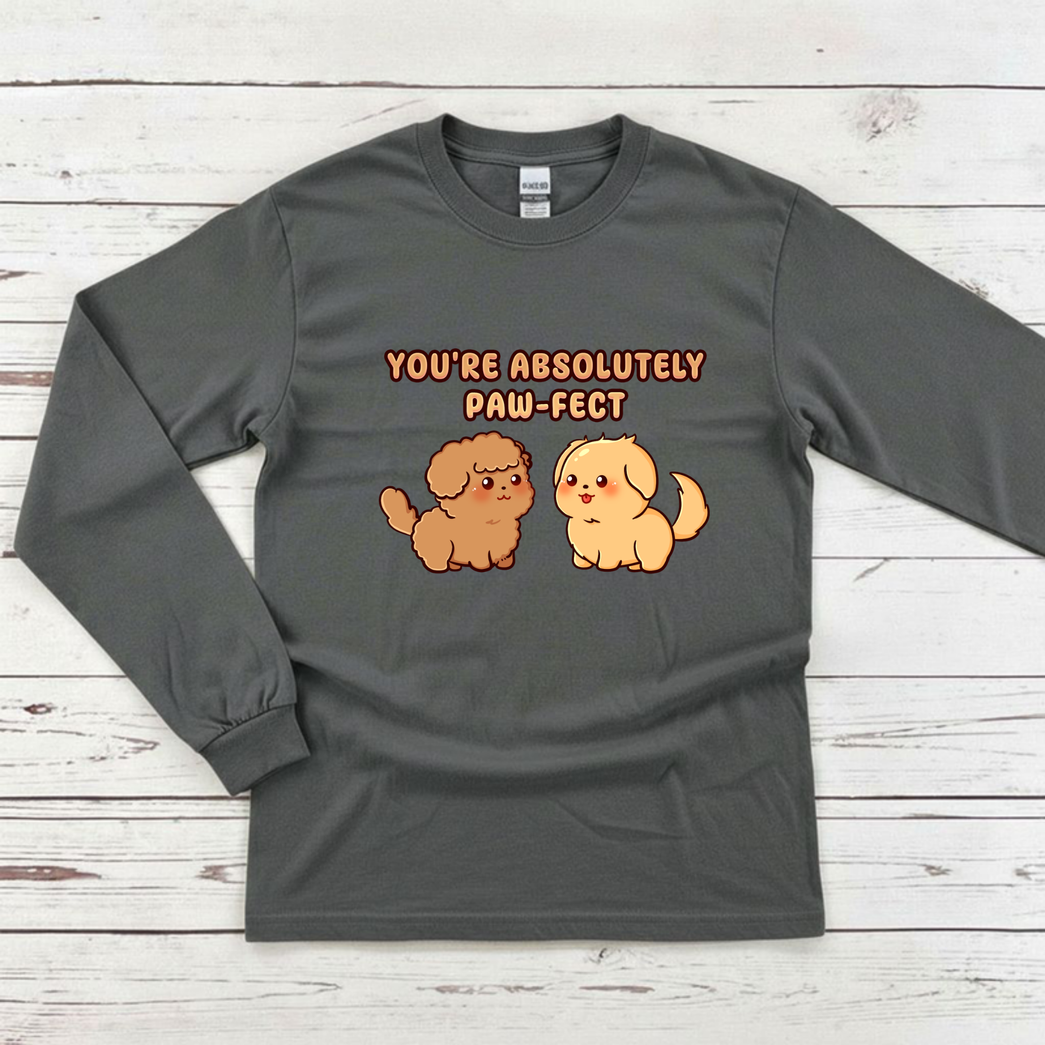 You're Absolutely Paw-Fect Dog Couple - Poodle & Golden Retriever Long Sleeve Shirt