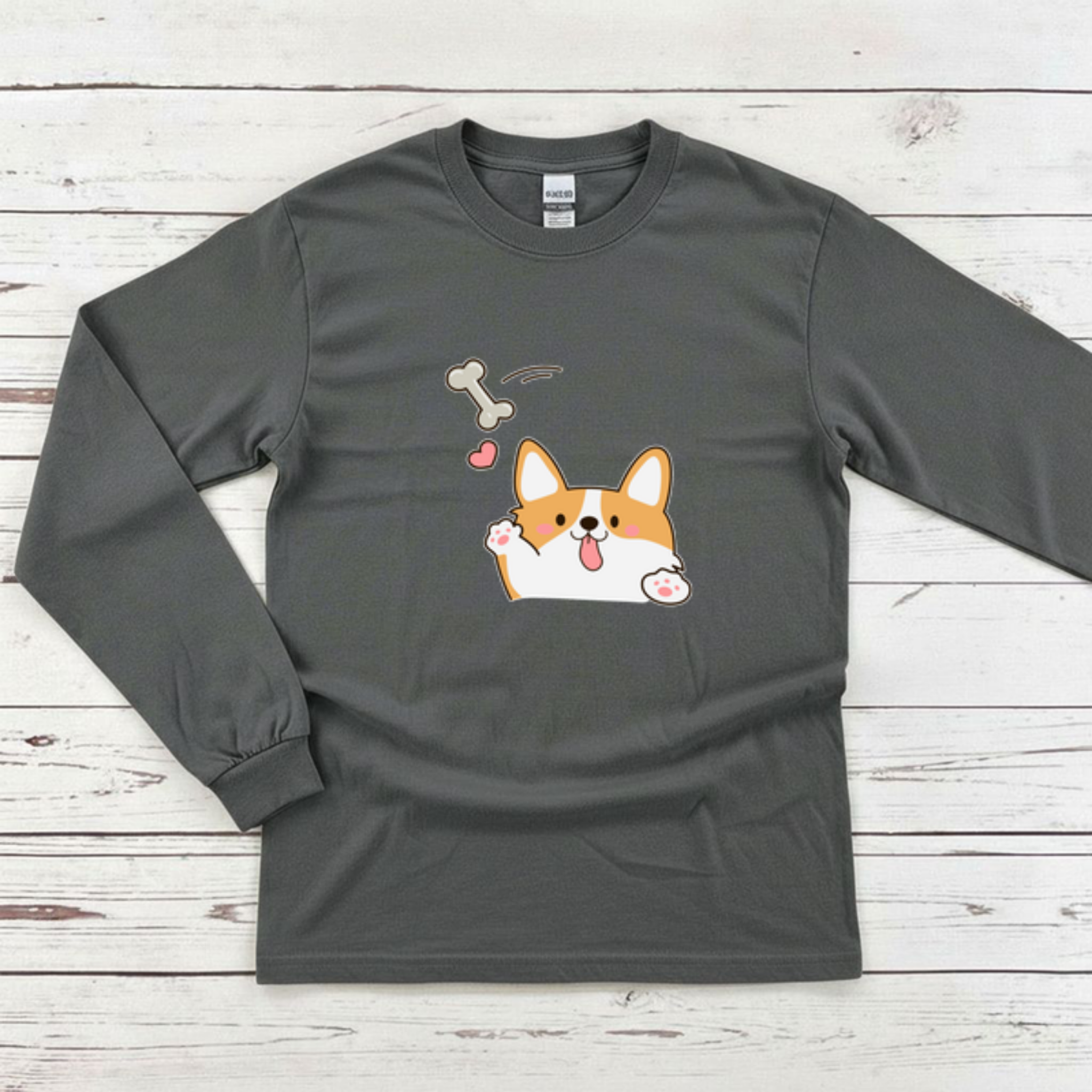 Dog Fetching Bone Long Sleeve Shirt