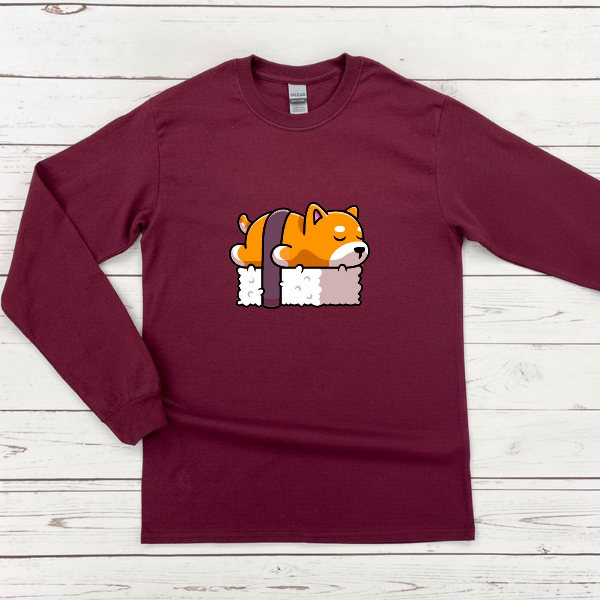 Dog Sleeping on Sushi Long Sleeve Shirt