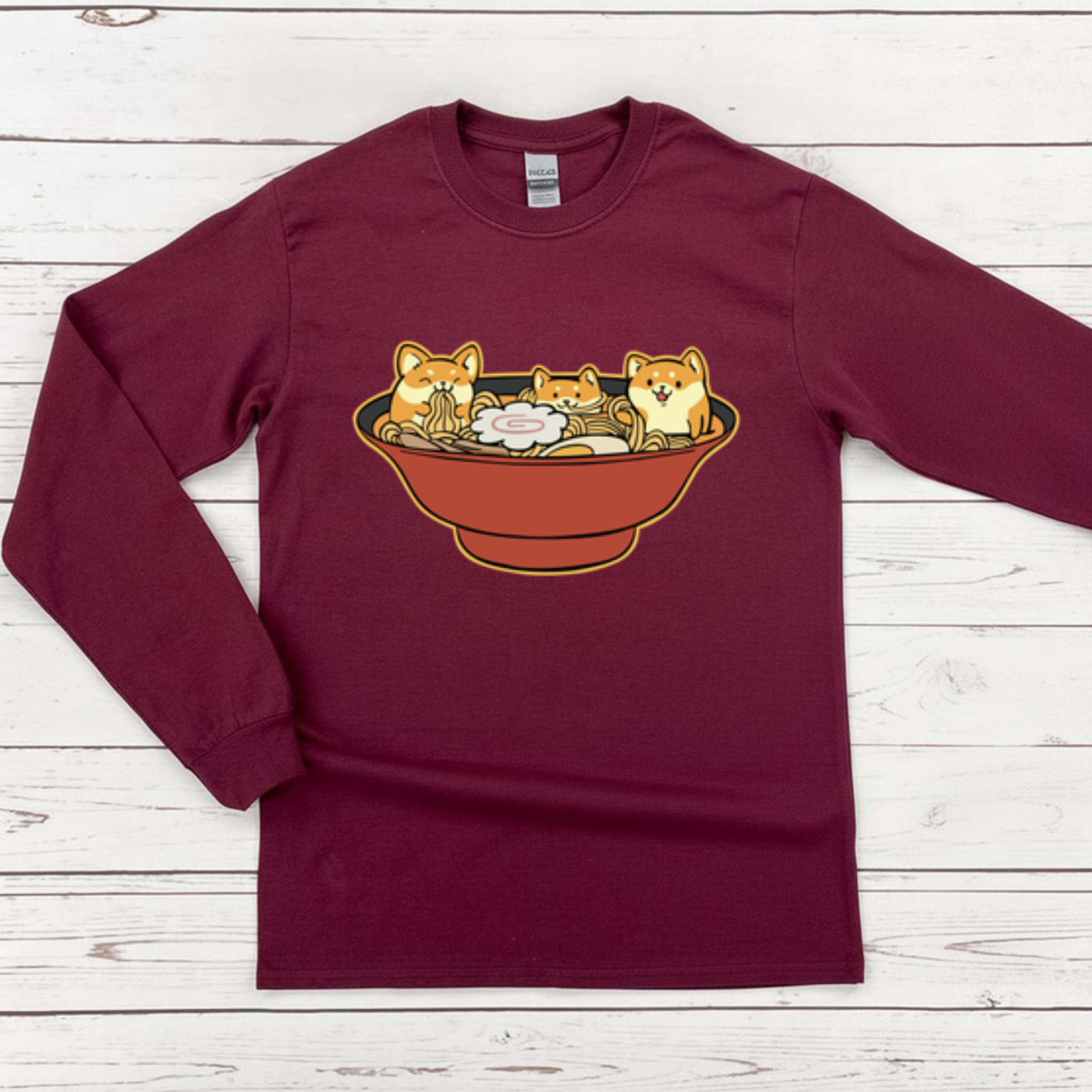 Shiba Inu Ramen Bowl Long Sleeve Shirt