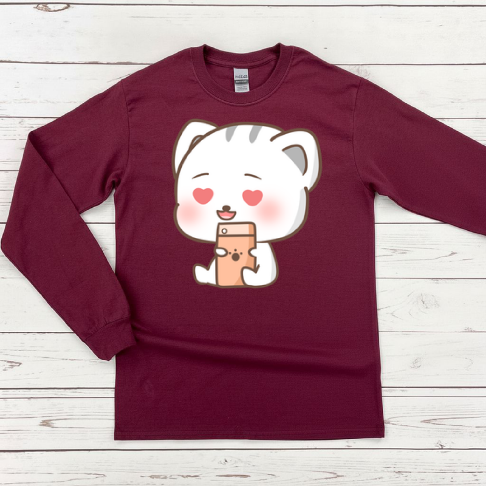 Texting in Love Kitten Long Sleeve Shirt