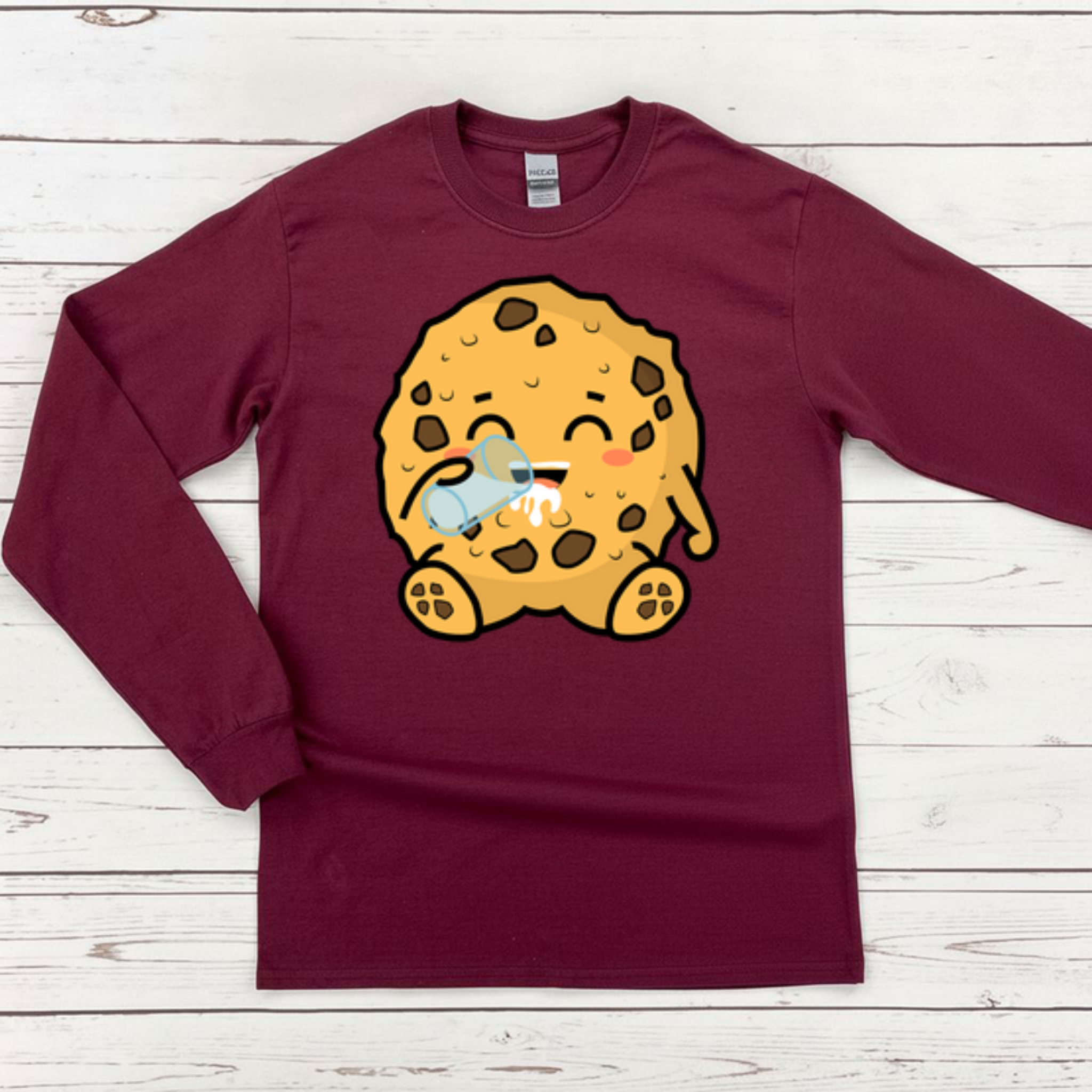 Cookie Drinking Milk Long Sleeve Shirt
