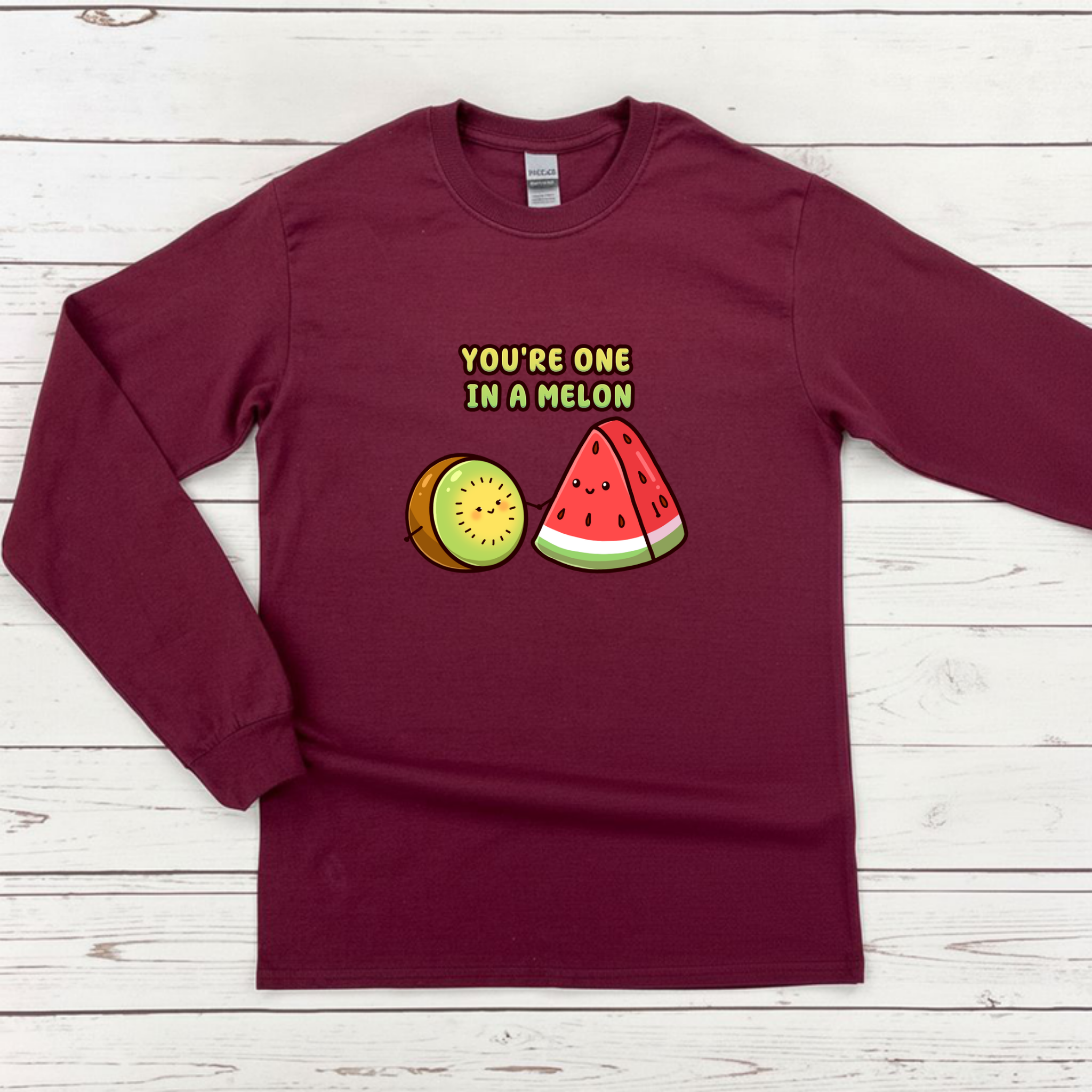 You're One in a Melon Kiwi and Watermelon Couple Long Sleeve Shirt