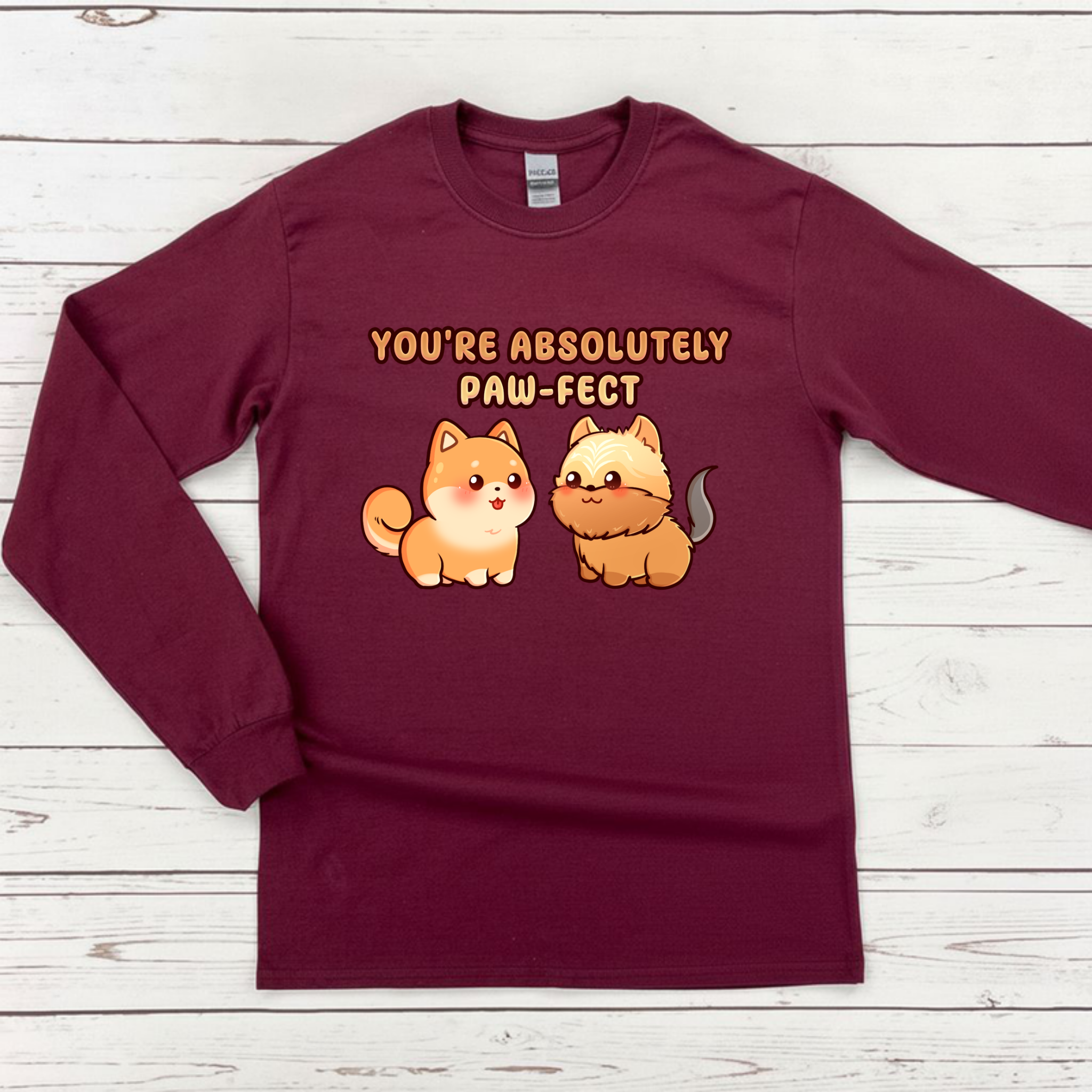 You're Absolutely Paw-fect Dog Couple - Shiba Inu & Yorkshire Terrier Long Sleeve Shirt