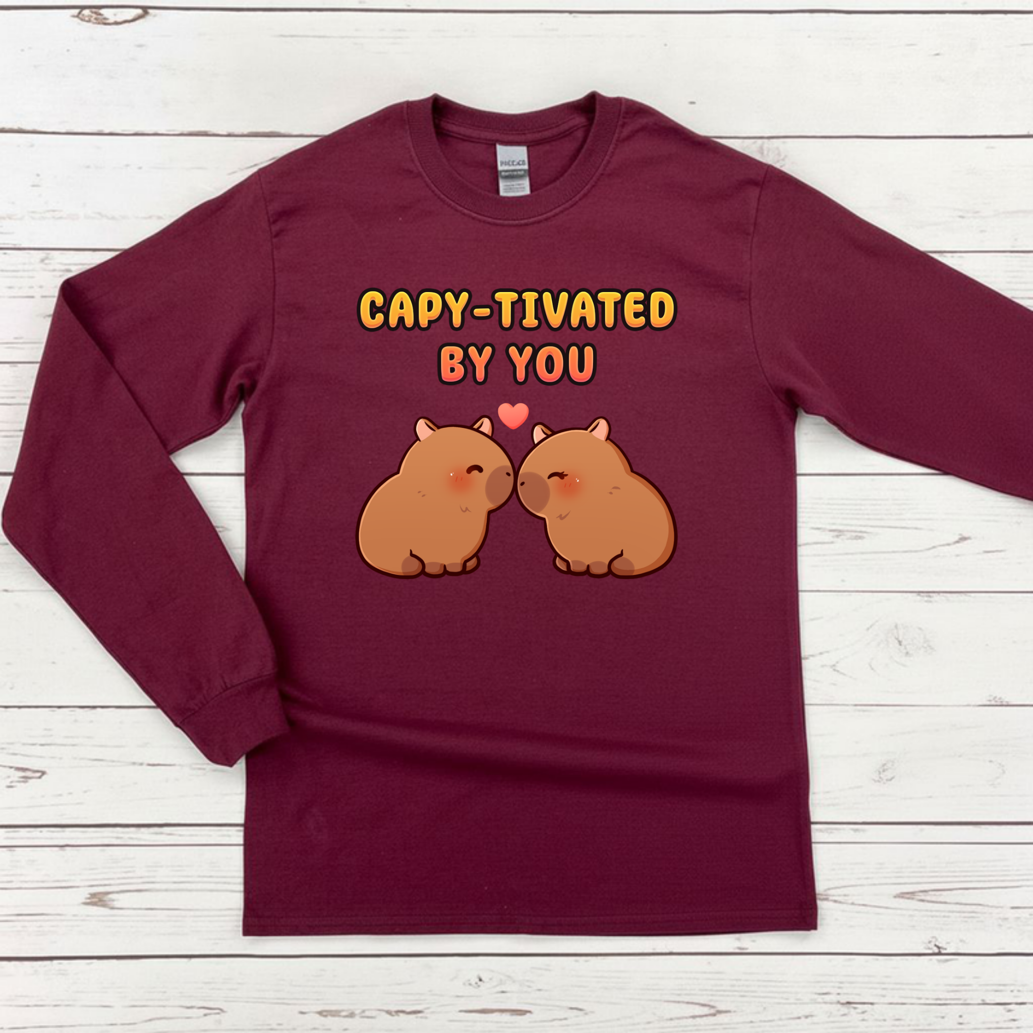 Capy-tivated by You Capybara Couple Long Sleeve Shirt