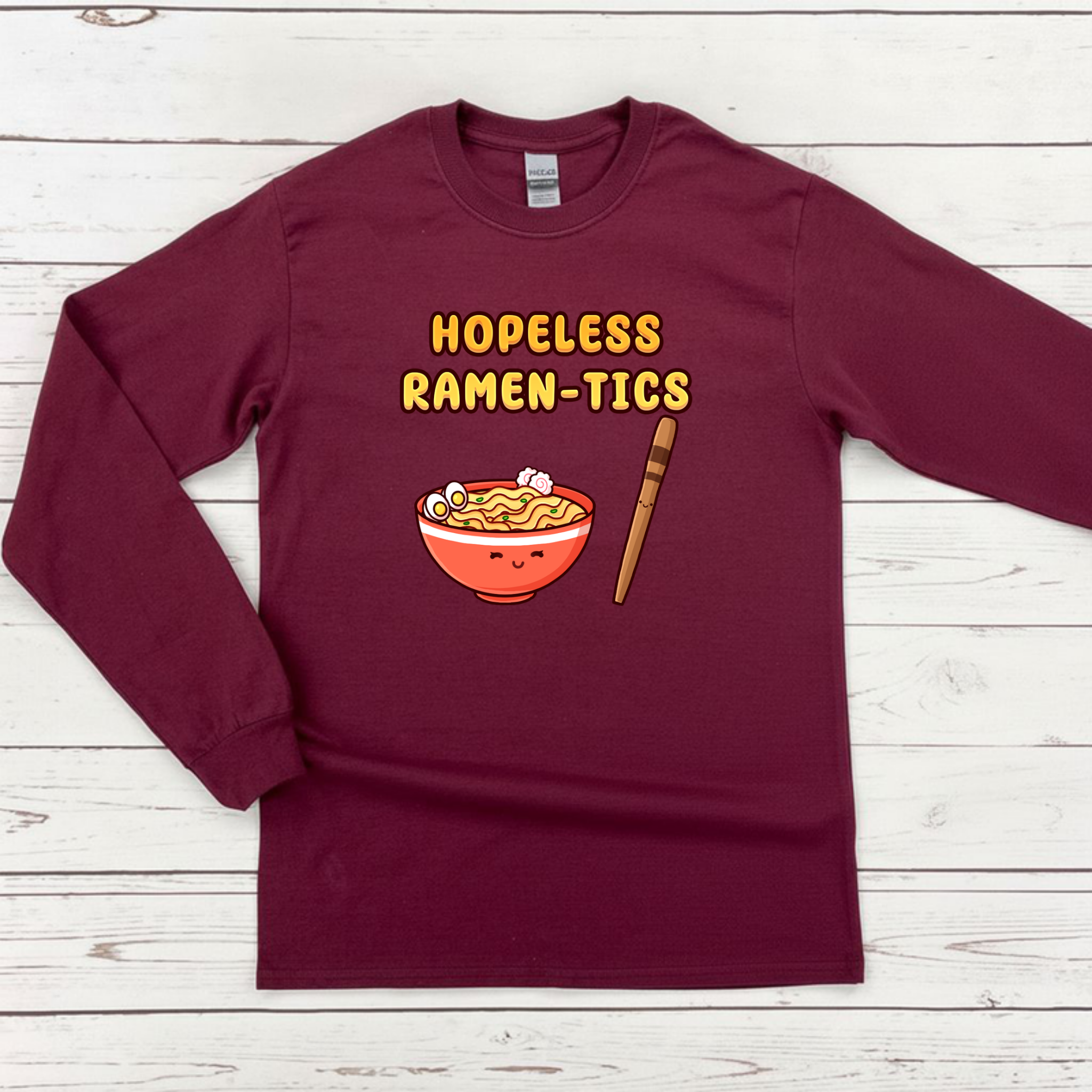 Hopeless Ramen-tics Ramen and Chopstick Couple Long Sleeve Shirt