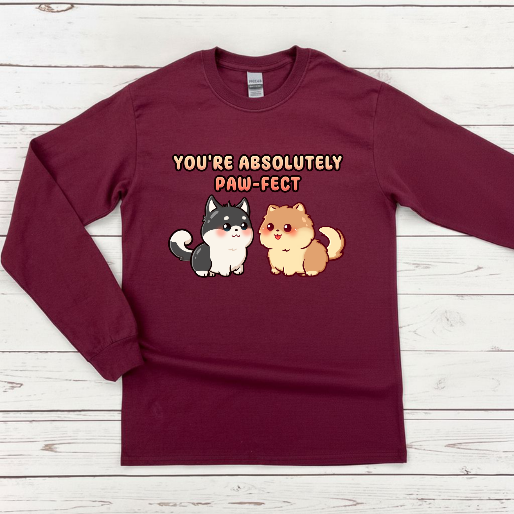 You're Absolutely Paw-fect Dog Couple - Husky & Pomeranian Long Sleeve Shirt